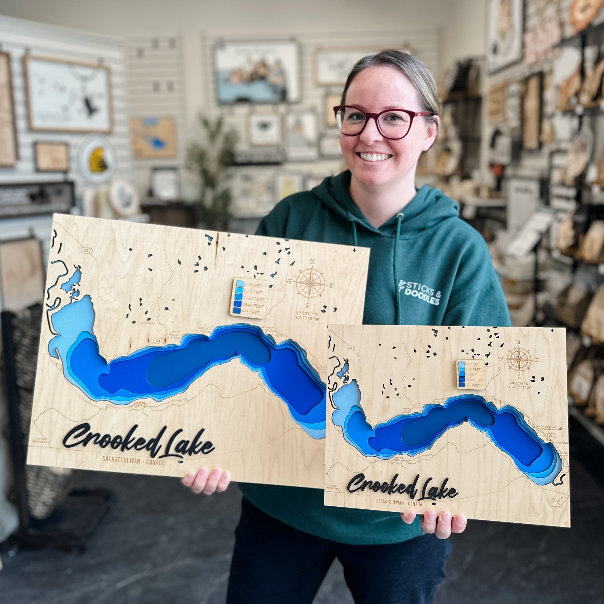 Saskatchewan Lake Depth Maps | 3D Wood Artwork (17 Lakes Available!)