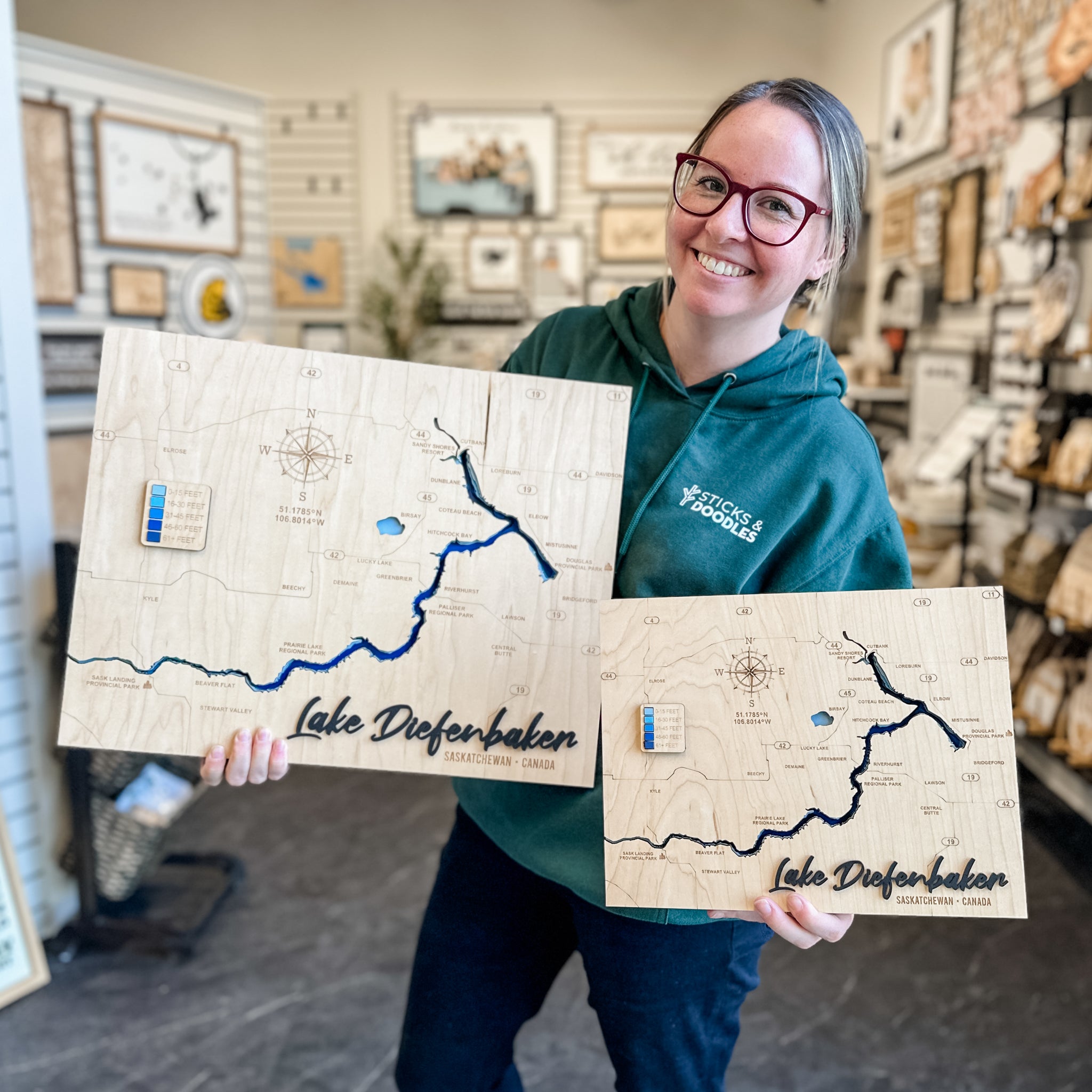 Saskatchewan Lake Depth Maps | 3D Wood Artwork (17 Lakes Available!)