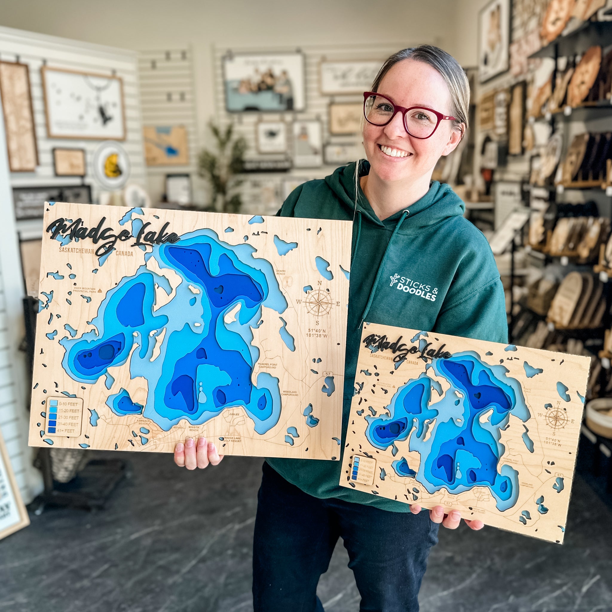 Saskatchewan Lake Depth Maps | 3D Wood Artwork (17 Lakes Available!)