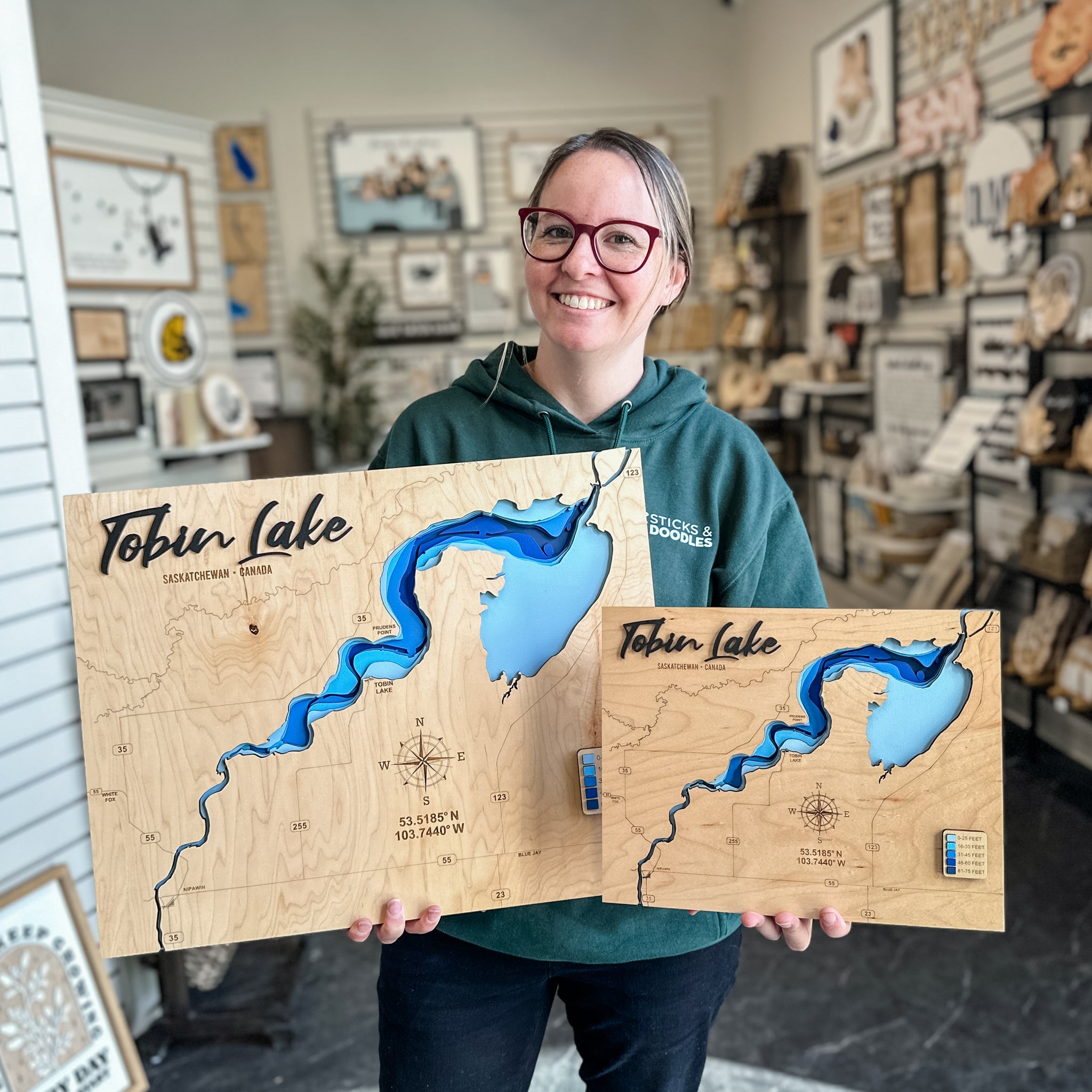 Saskatchewan Lake Depth Maps | 3D Wood Artwork (17 Lakes Available!)