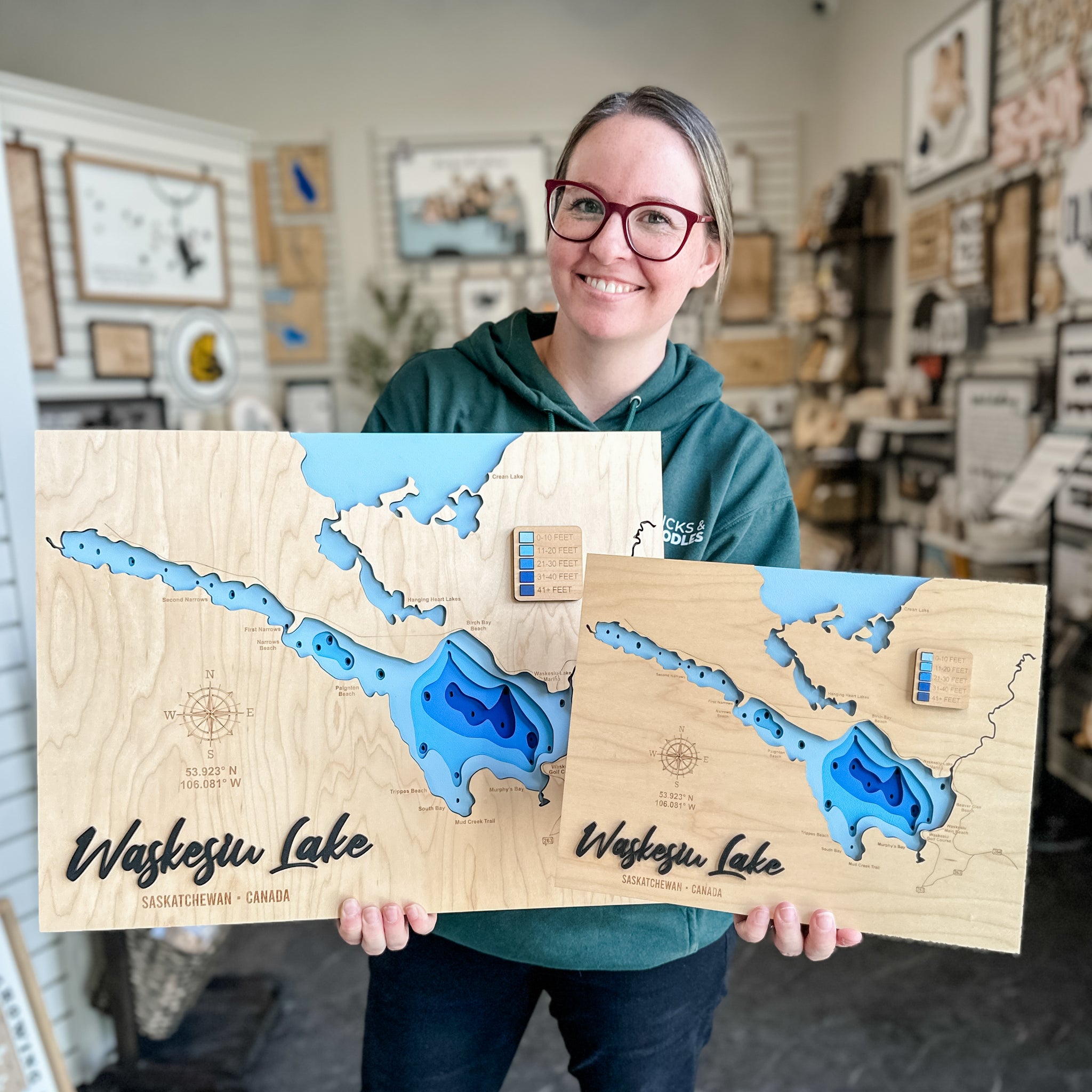 Saskatchewan Lake Depth Maps | 3D Wood Artwork (17 Lakes Available!)