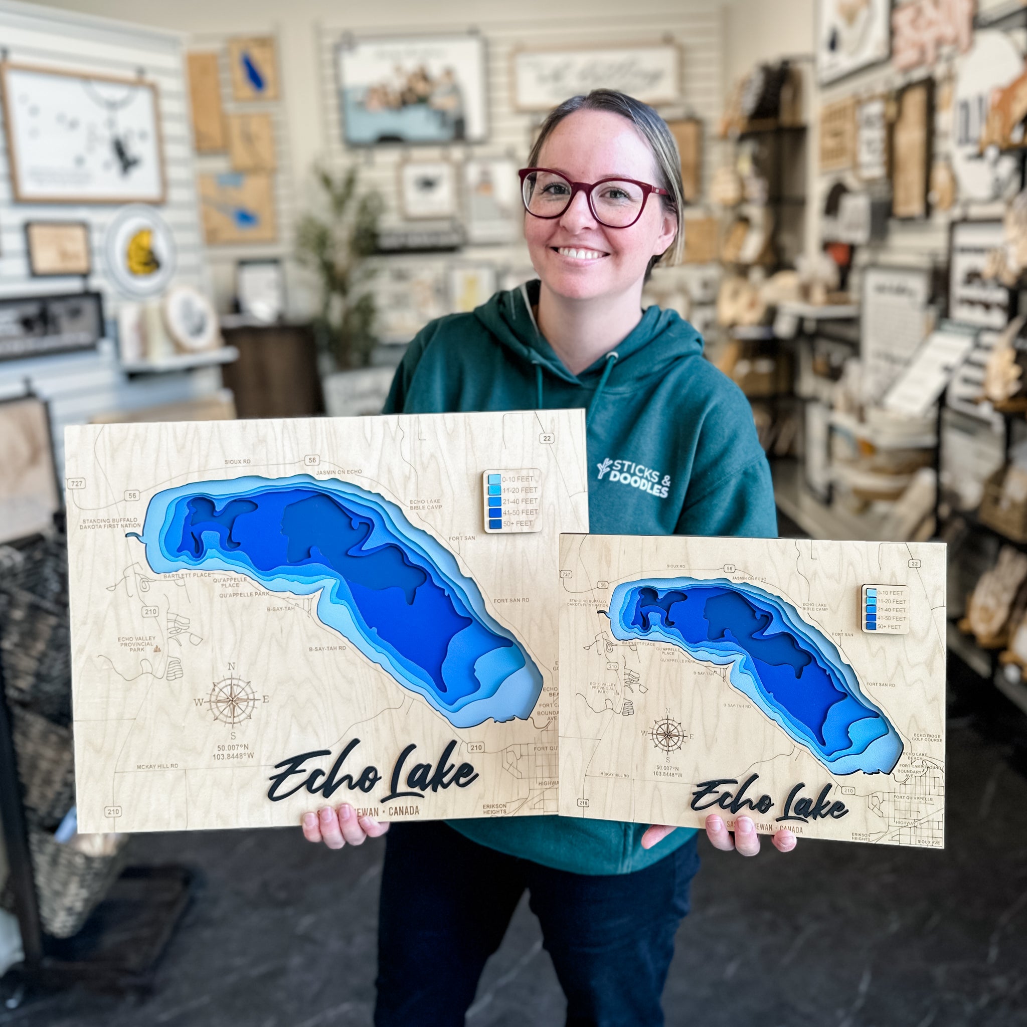 Saskatchewan Lake Depth Maps | 3D Wood Artwork (17 Lakes Available!)