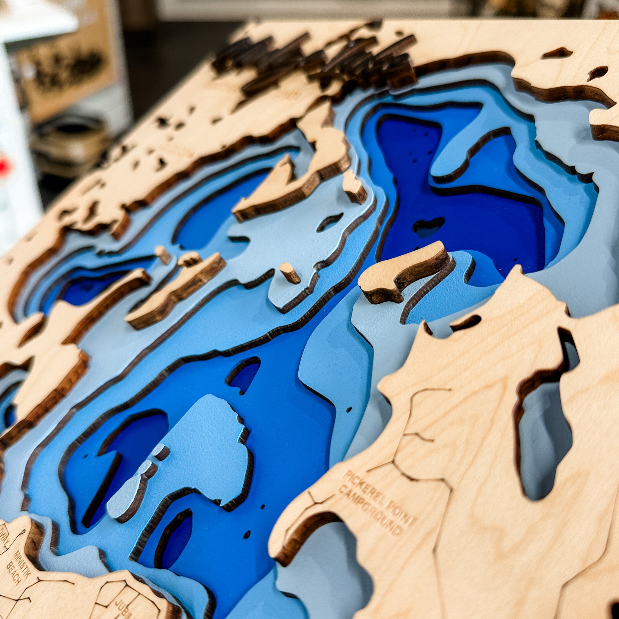 Madge Lake Map • Bathymetric Layered Wood Depth Map • For Lake Lovers