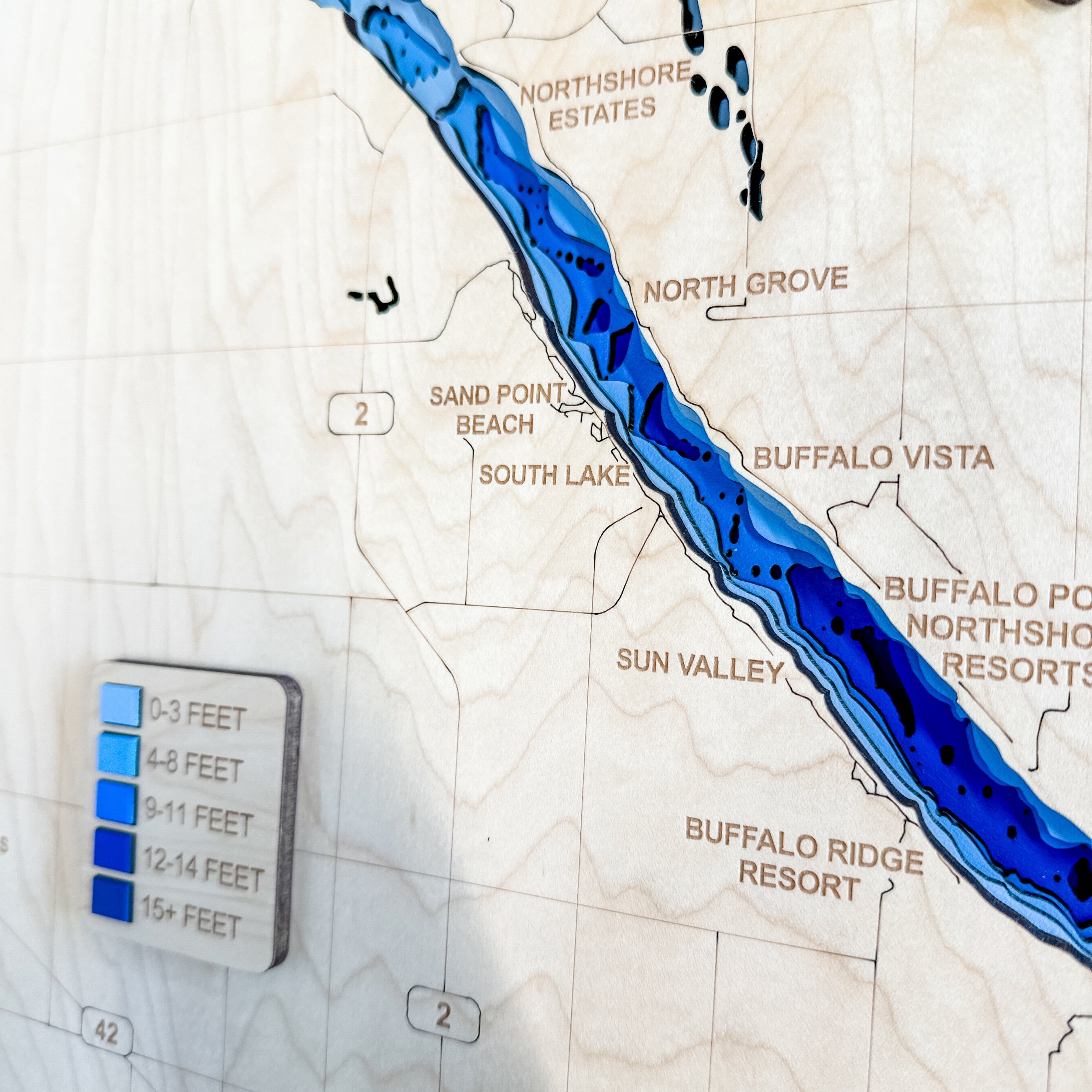 Buffalo Pound Lake Map • Bathymetric Layered Wood Depth Map • For Lake Lovers