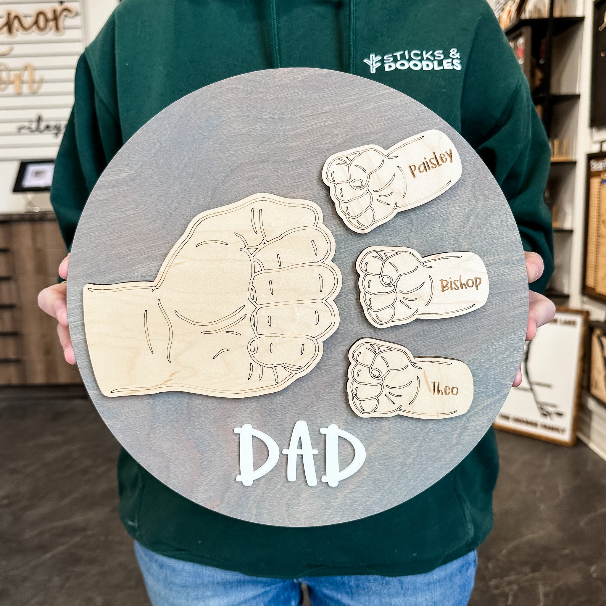 Dad Fist Bump Round Sign
