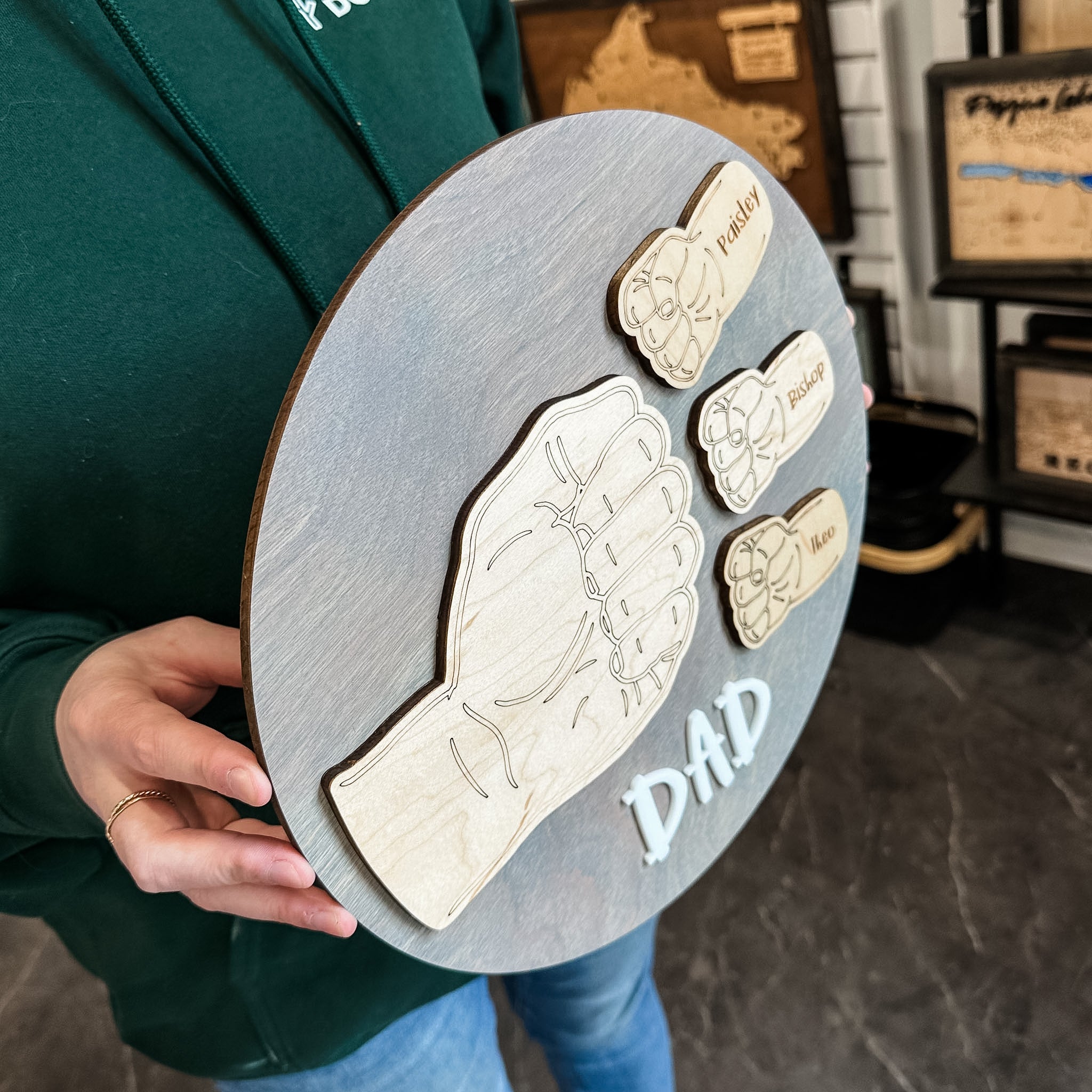 Dad Fist Bump Round Sign