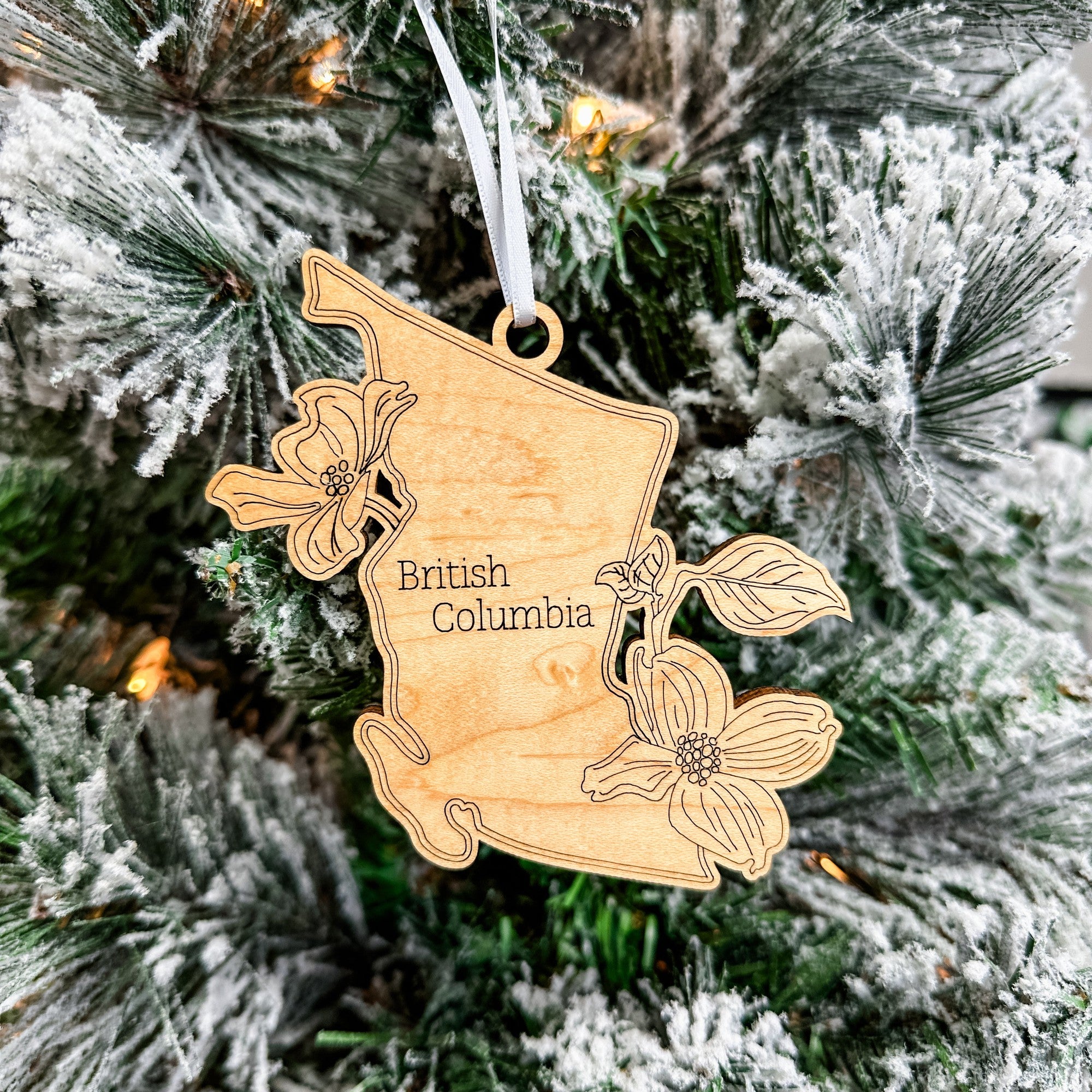 Canadian Provincial Flowers | Engraved Wood Ornaments