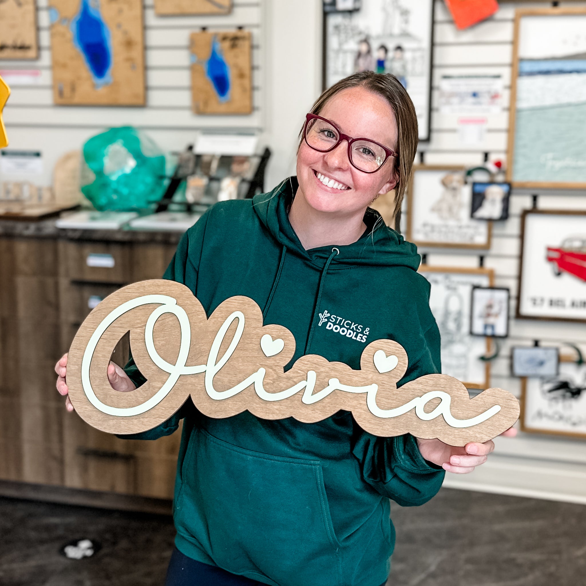 Layered Floating Wood Nursery Name Sign for Kids’ Rooms