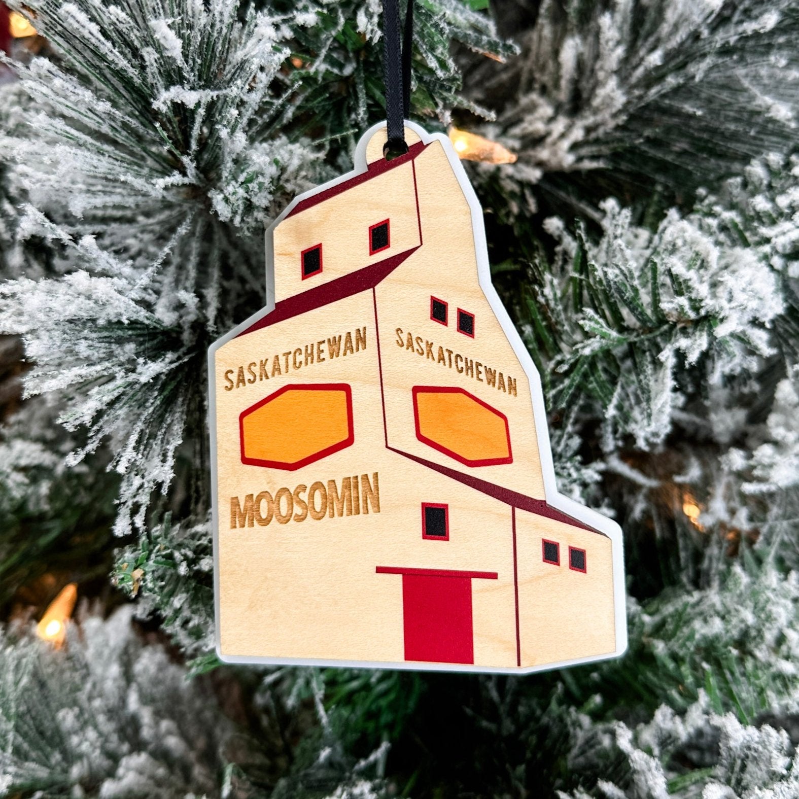 Small Town Grain Elevator | 3D Wood Ornament