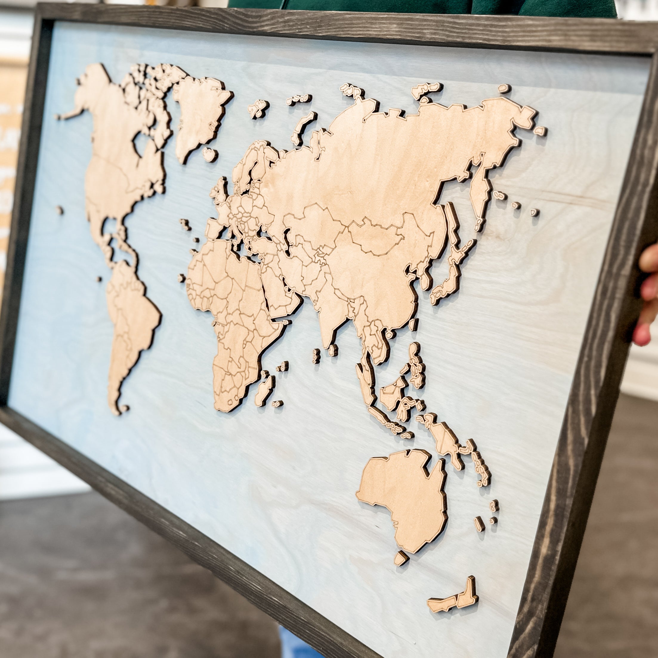 Personalized World Map •  Premium Handcrafted Wood Sign