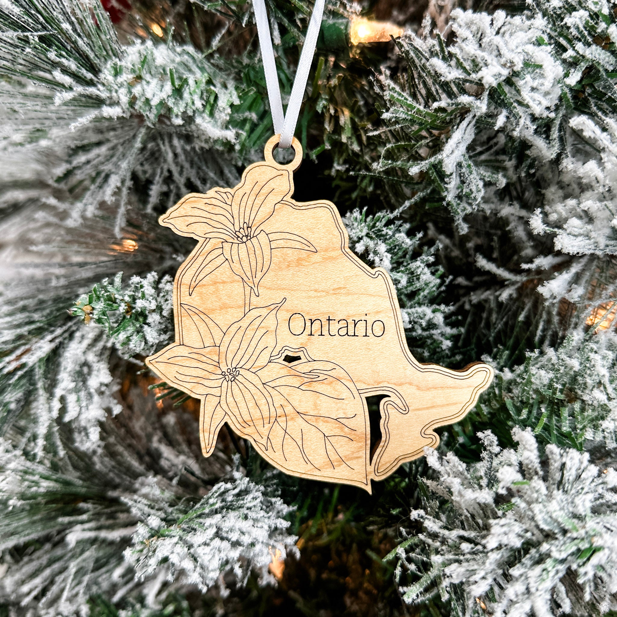 Canadian Provincial Flowers | Engraved Wood Ornaments