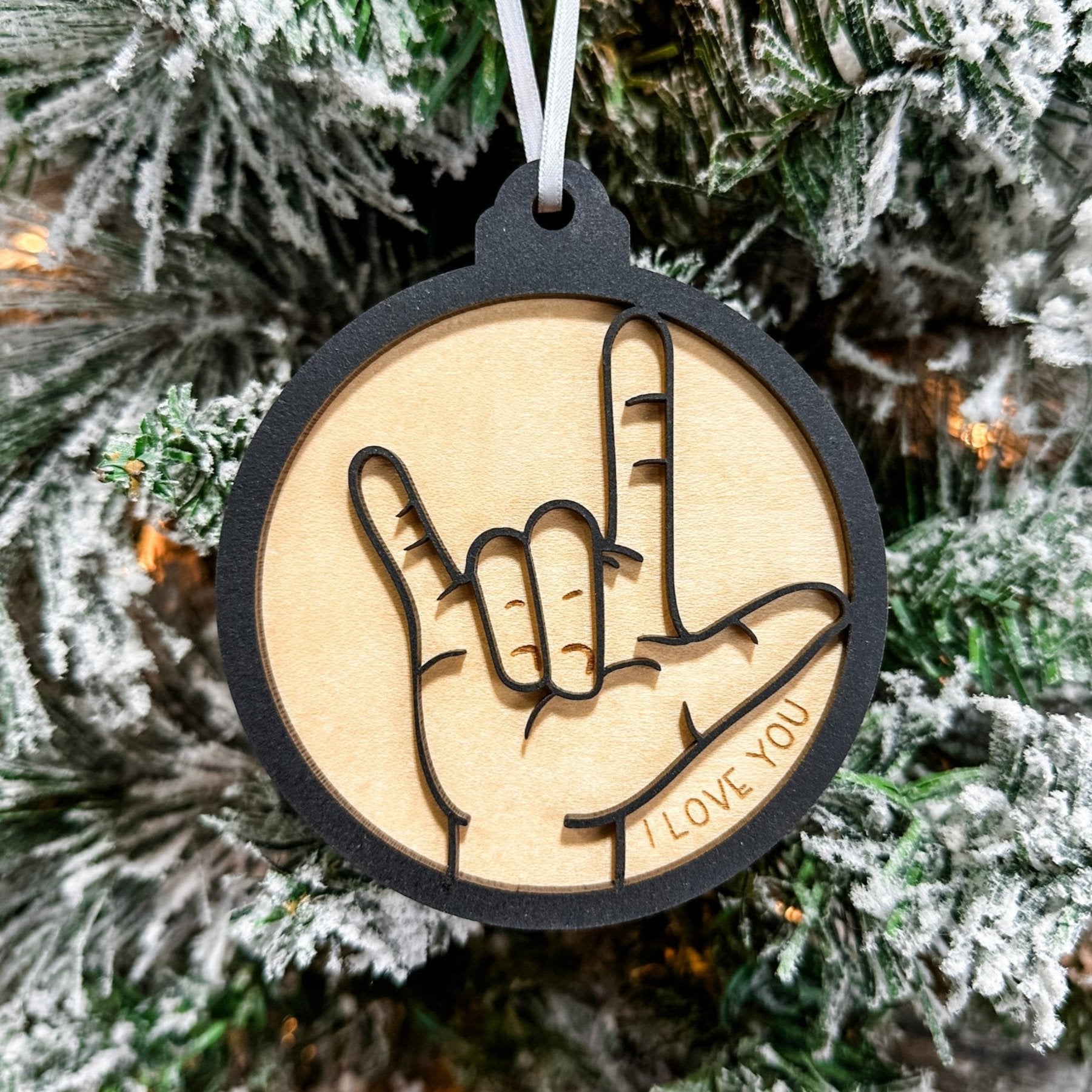 ASL I Love You | 3D Wood Ornament, Magnet, or Mini Sign