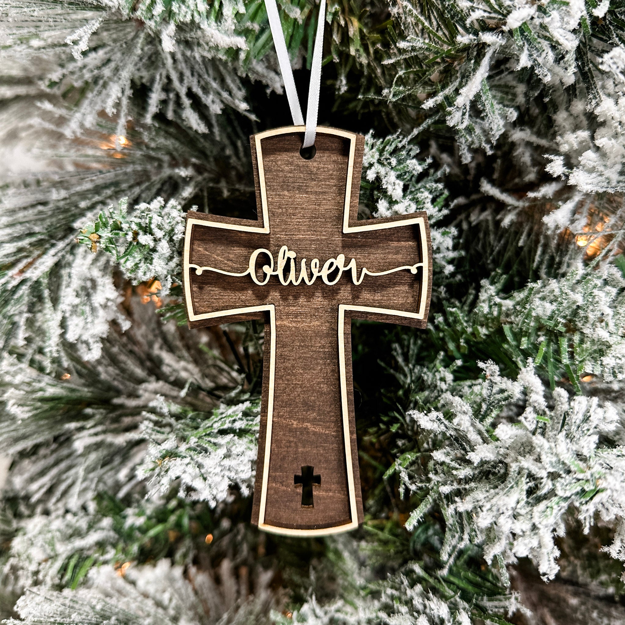 Personalized Cross | 3D Wood Ornament