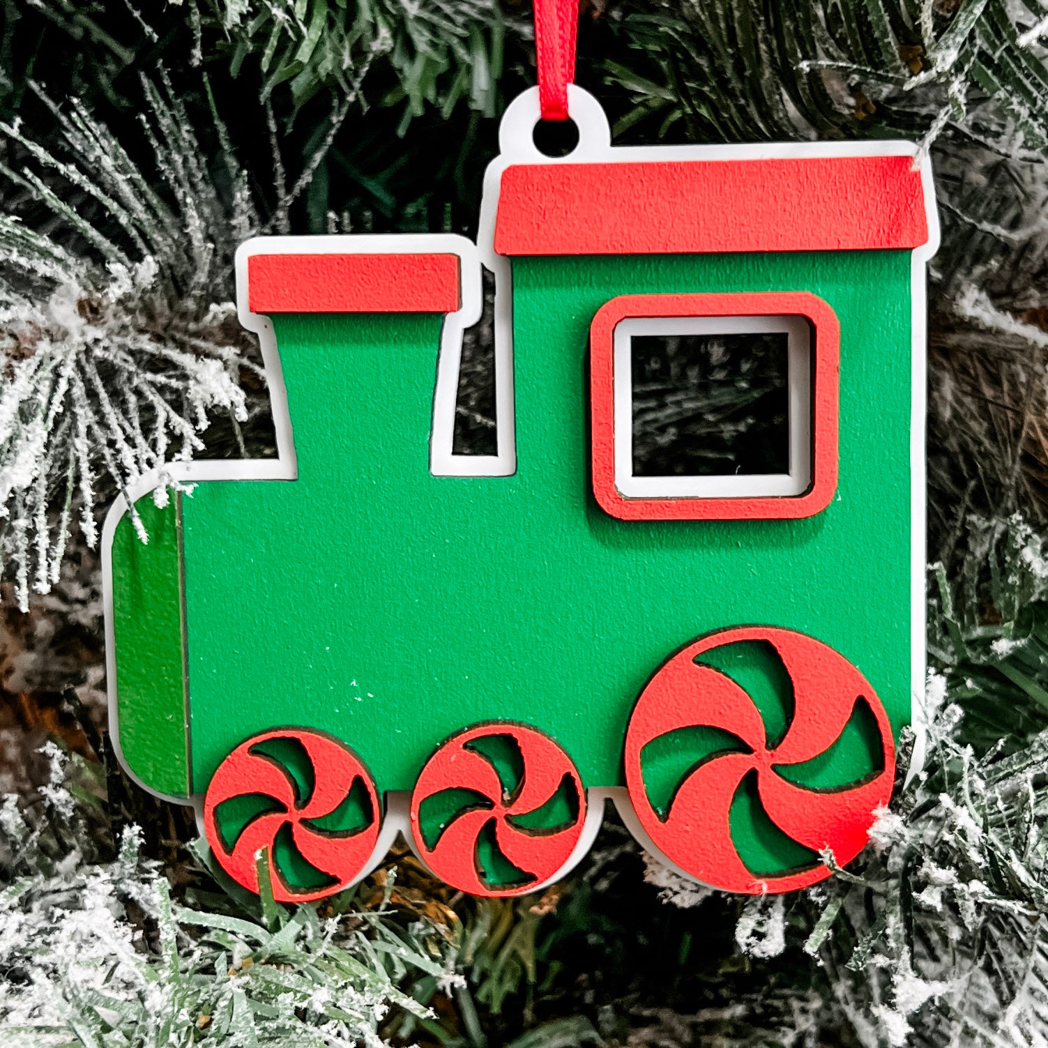 The Peppermint Train | 3D Wood & Acrylic Ornament