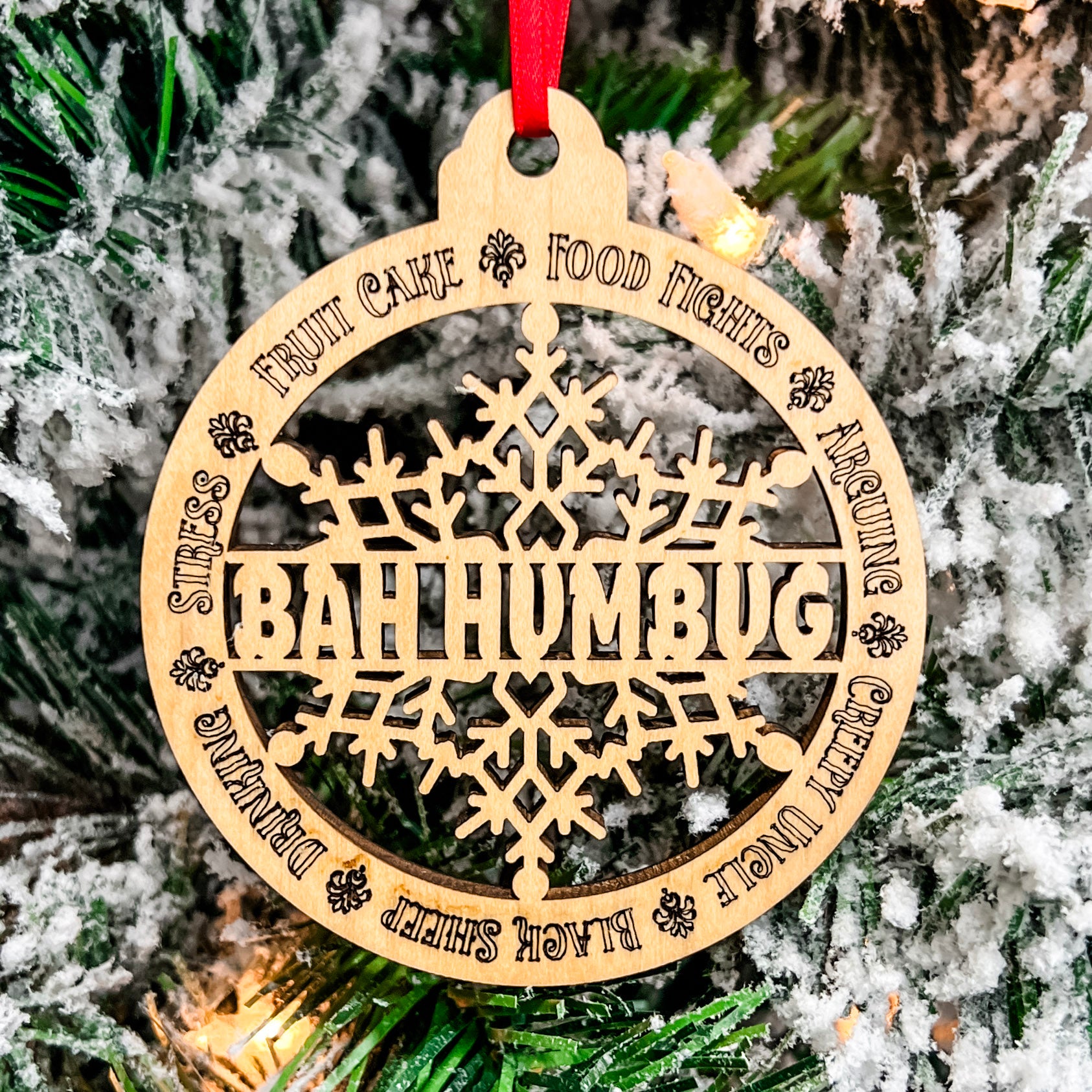 Bah Humbug | Engraved Wood Ornament