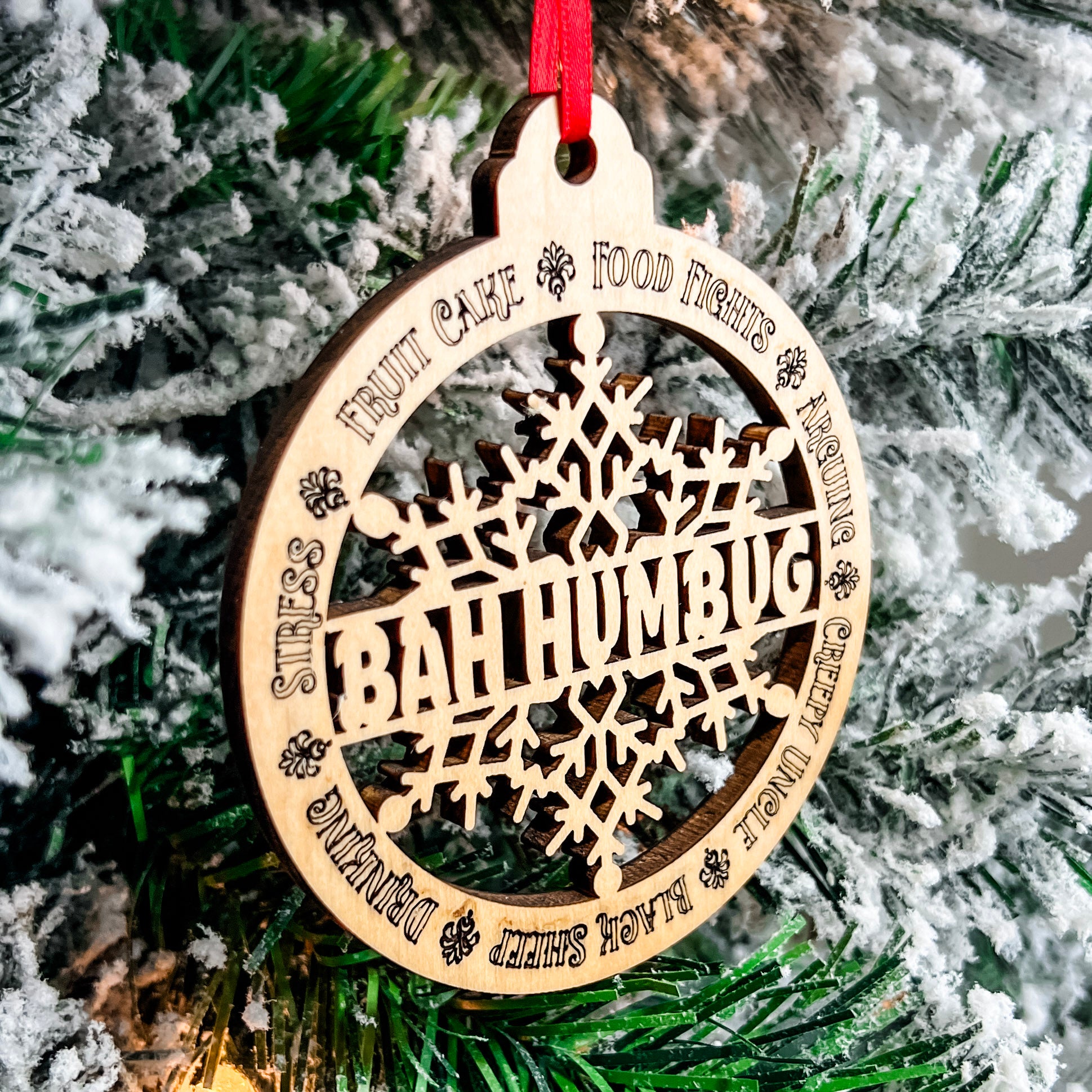 Bah Humbug | Engraved Wood Ornament