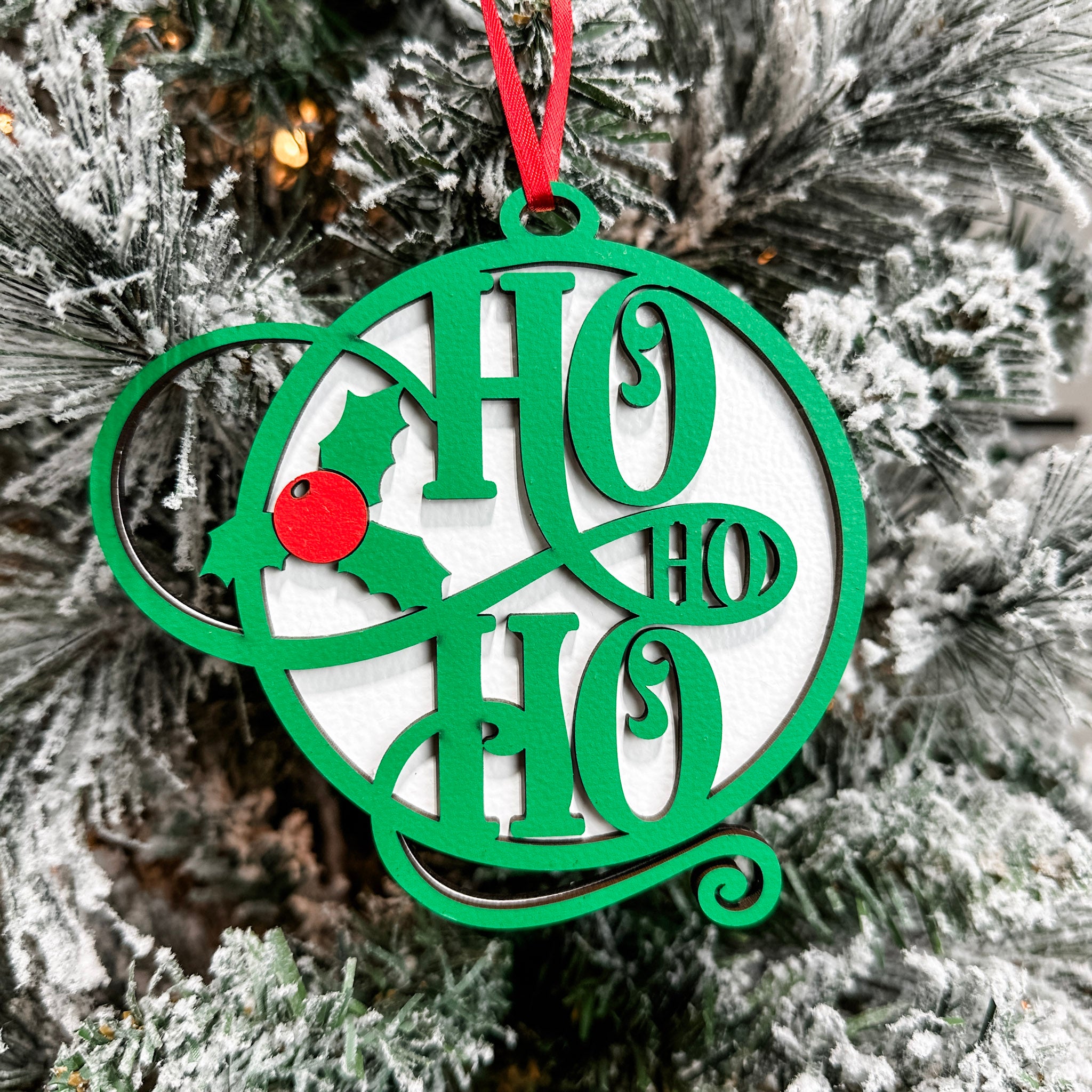 Ho Ho Ho Baubles | 3D Wood Ornaments