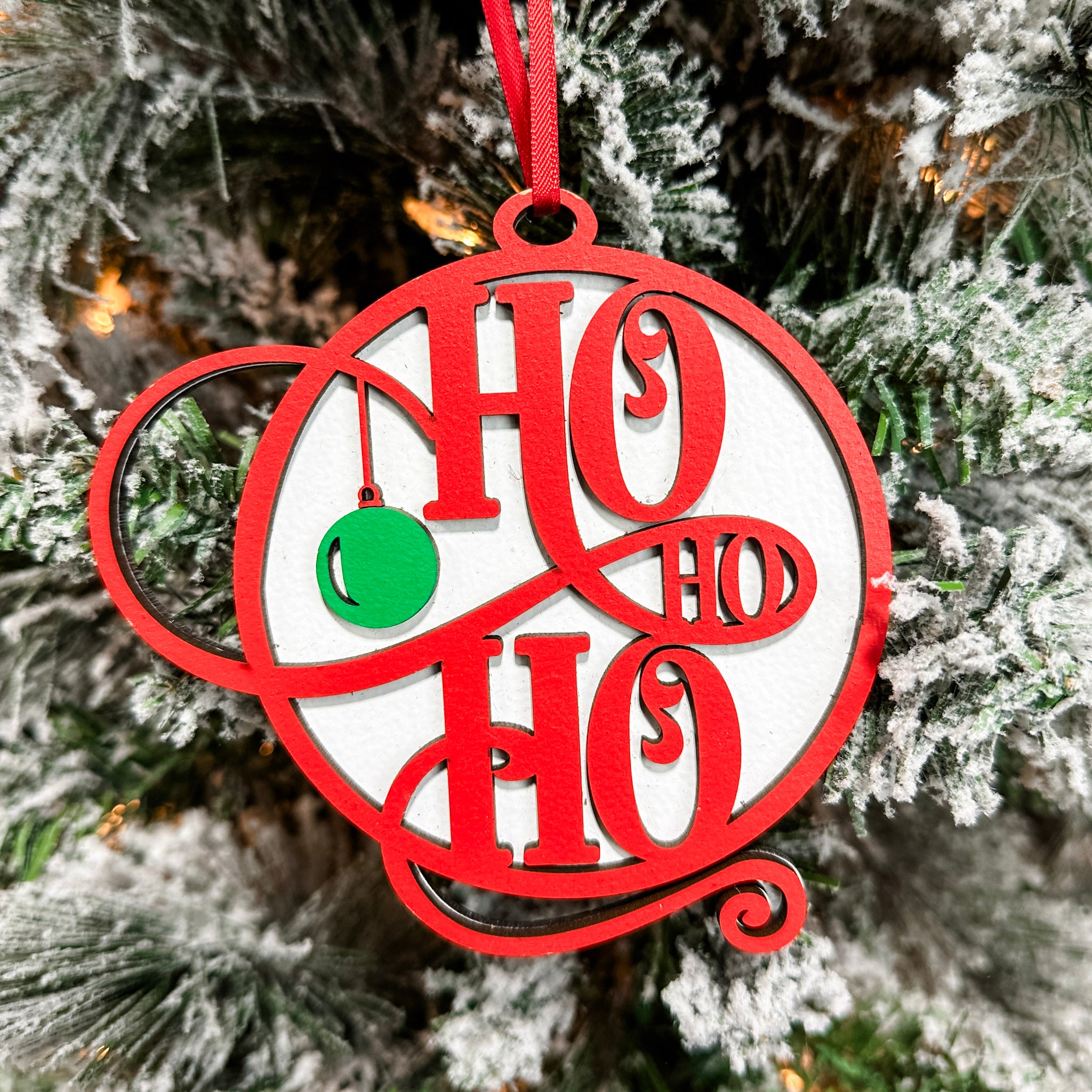 Ho Ho Ho Baubles | 3D Wood Ornaments