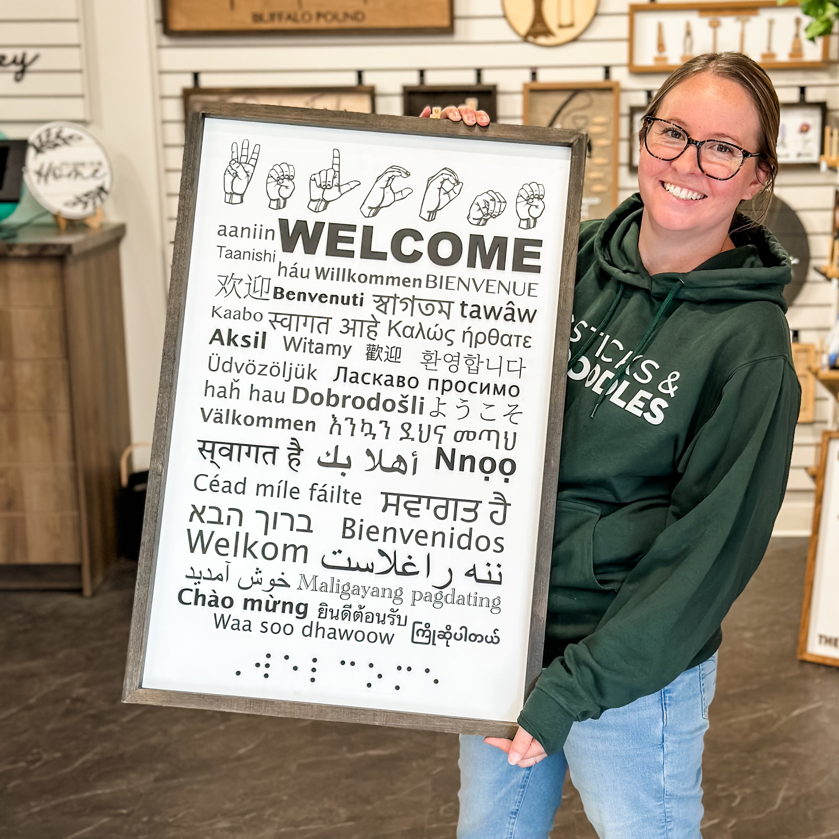 Welcome in 40 Languages Sign