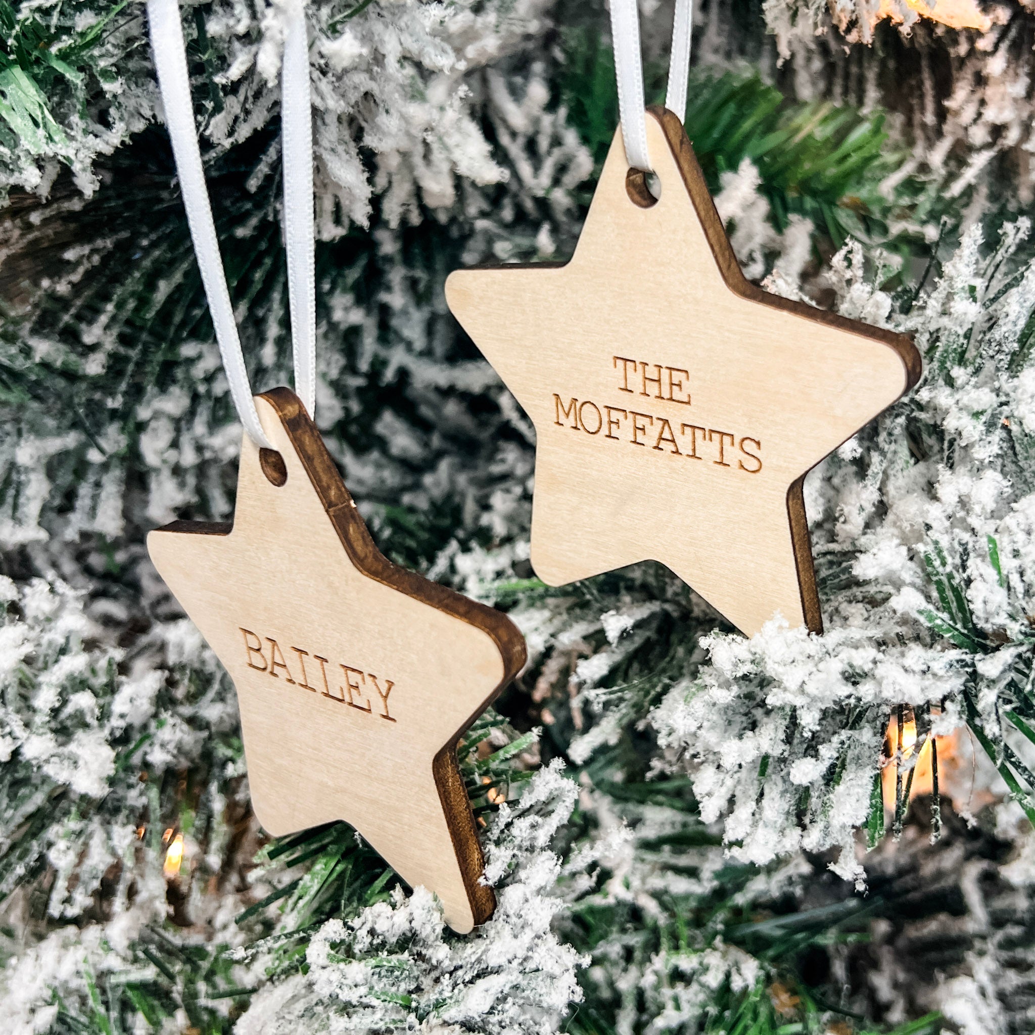 Personalized Stars | Engraved Wood Ornaments