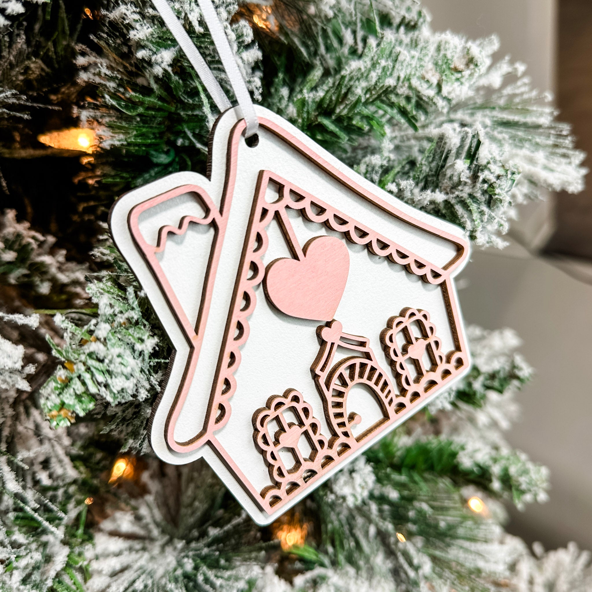 Cute Gingerbread House | 3D Wood Ornament