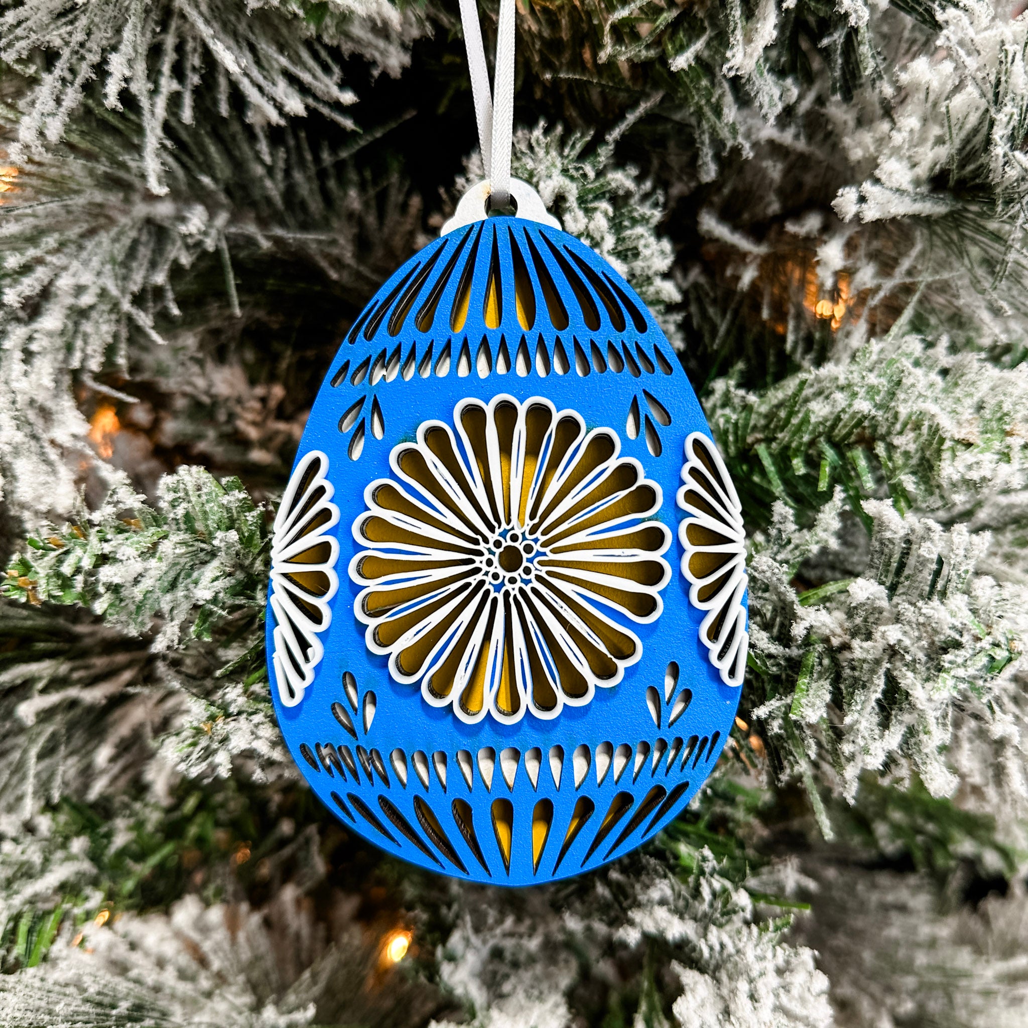 Pysanka (Ukrainian Easter Egg) | 3D Wood & Acrylic Ornament