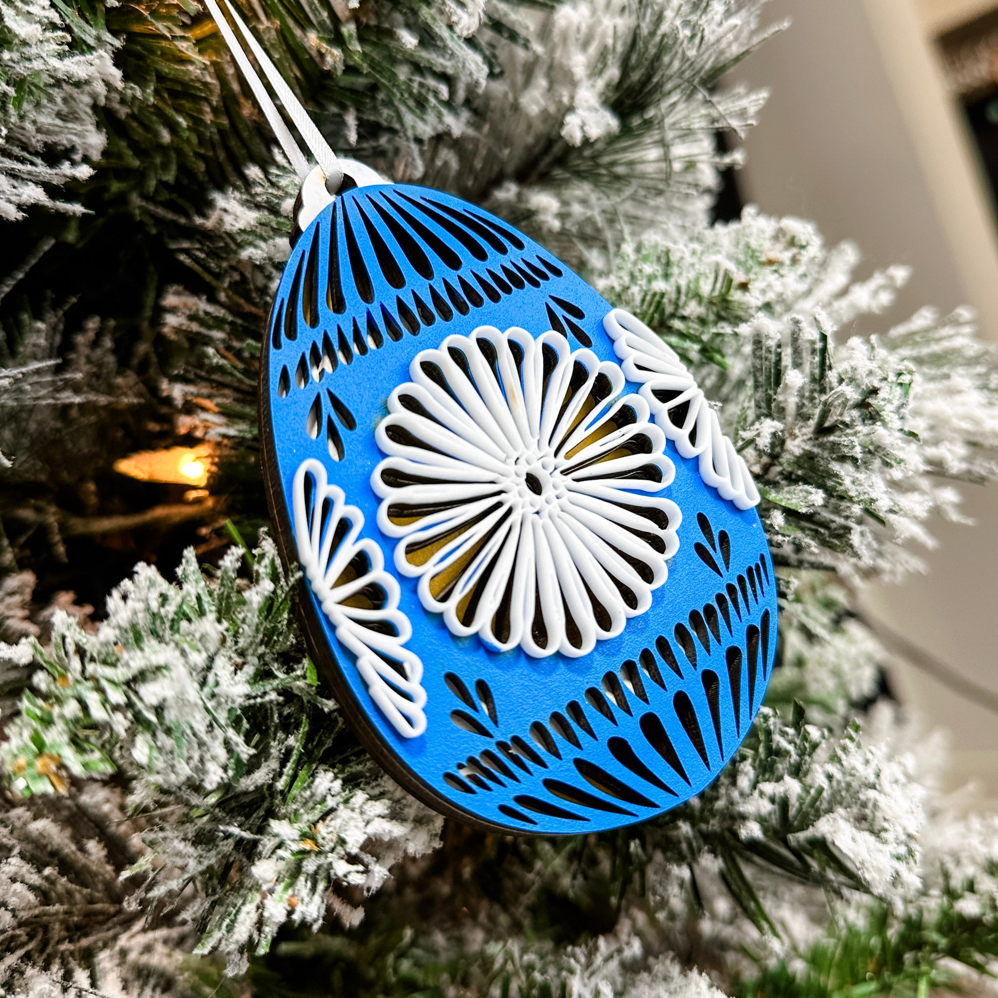 Pysanka (Ukrainian Easter Egg) | 3D Wood & Acrylic Ornament