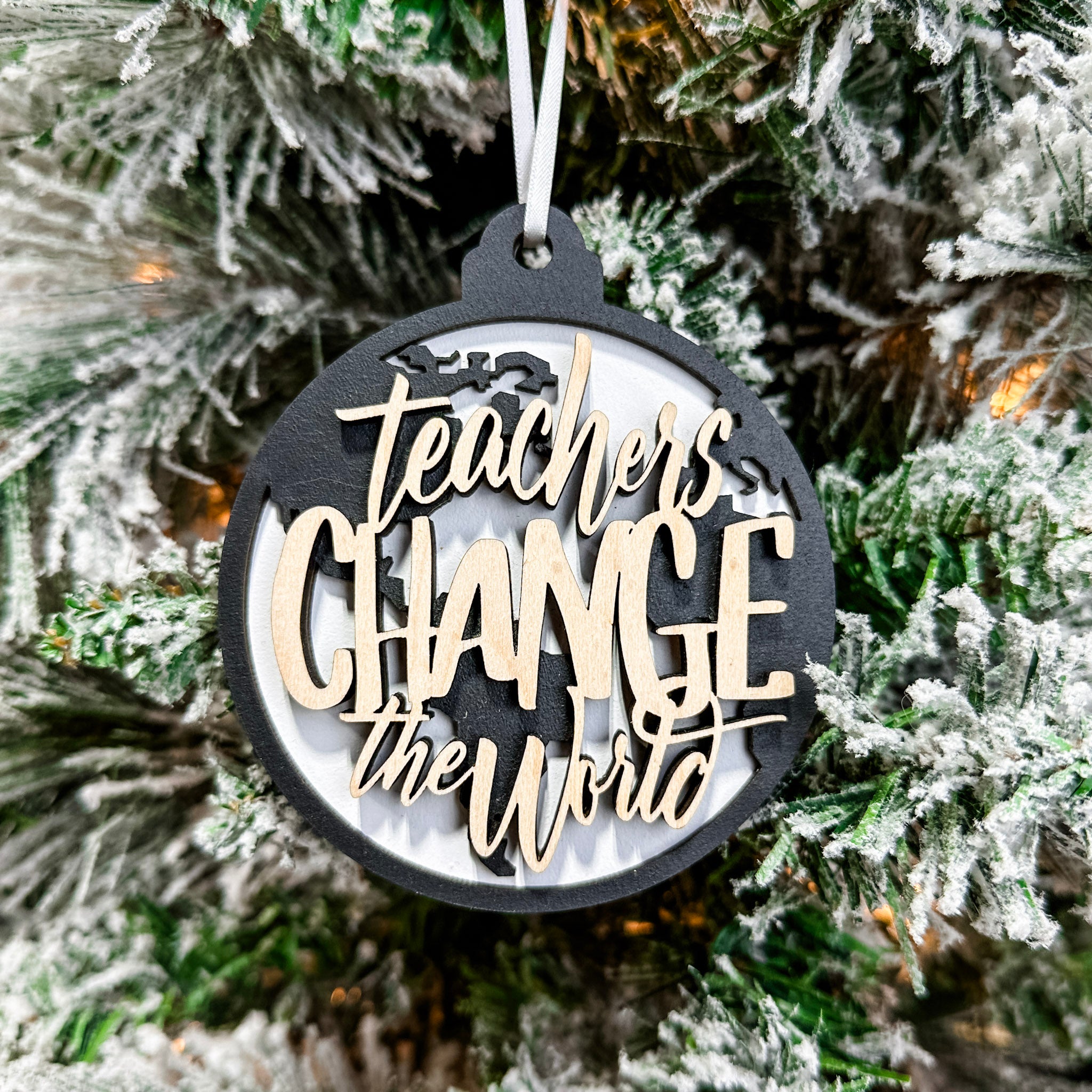 Teachers Change the World | 3D Wood Ornament, Magnet, or Mini Sign