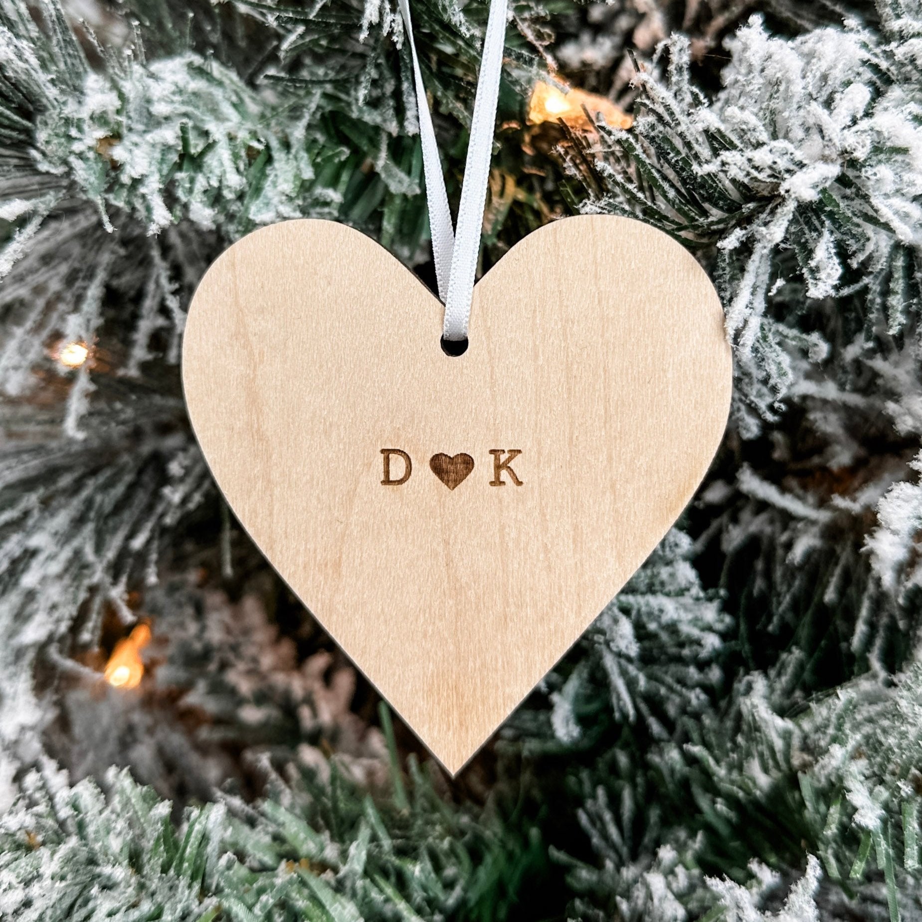 Love You Initials | Engraved Wood Ornament