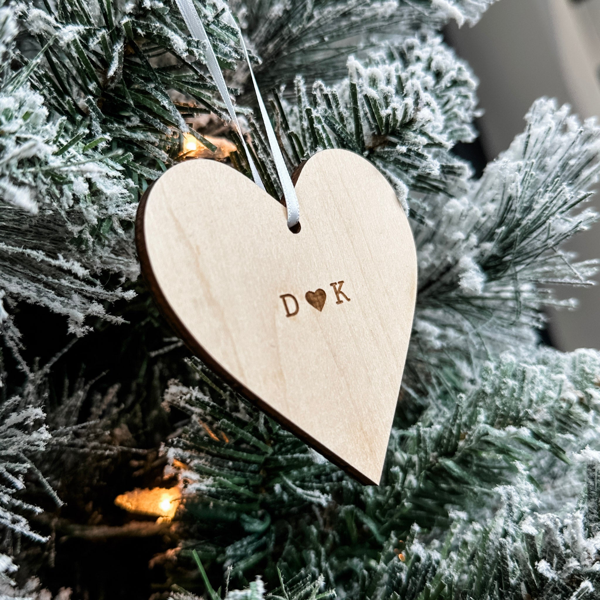 Love You Initials | Engraved Wood Ornament