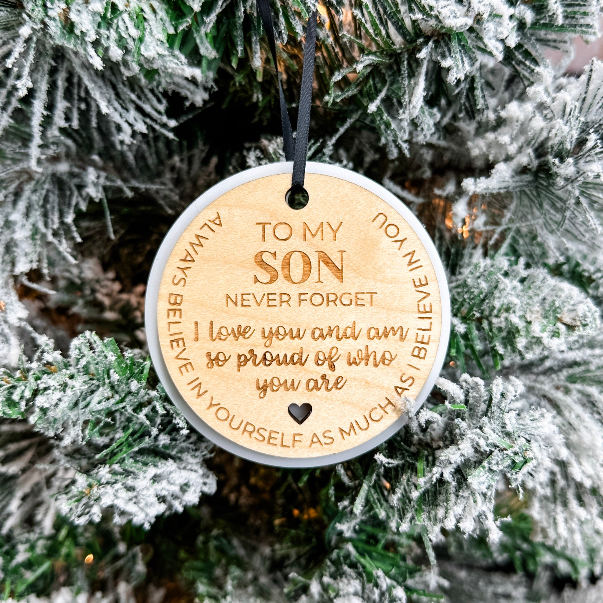 To My Son, Never Forget | 3D Wood & Acrylic Ornament