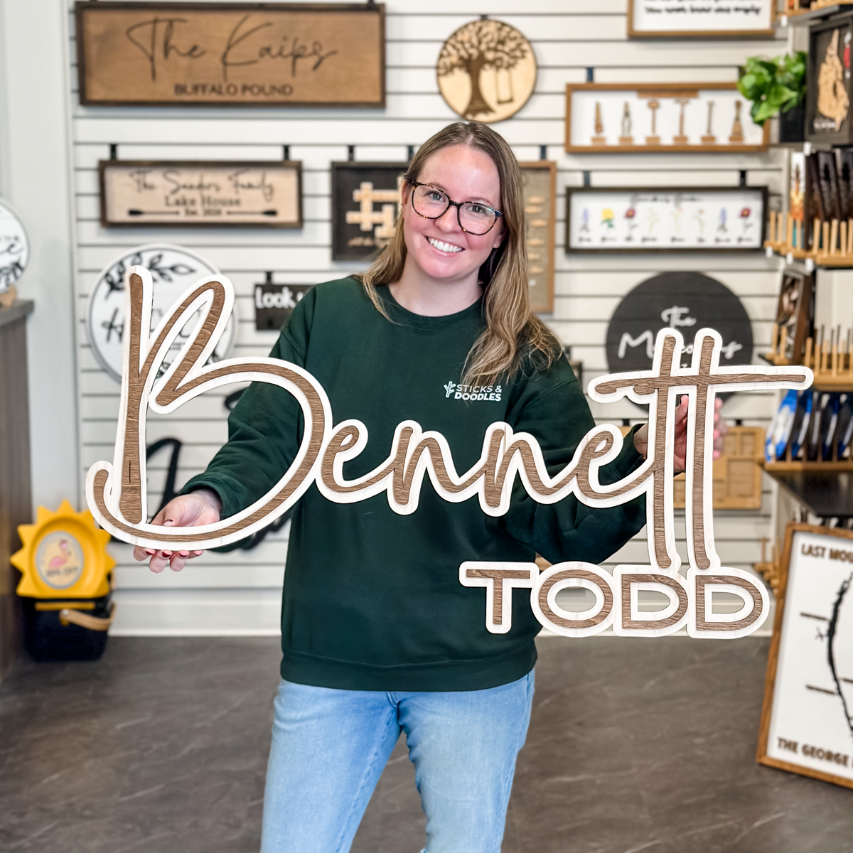 Layered Floating Wood Nursery Name Sign for Kids’ Rooms