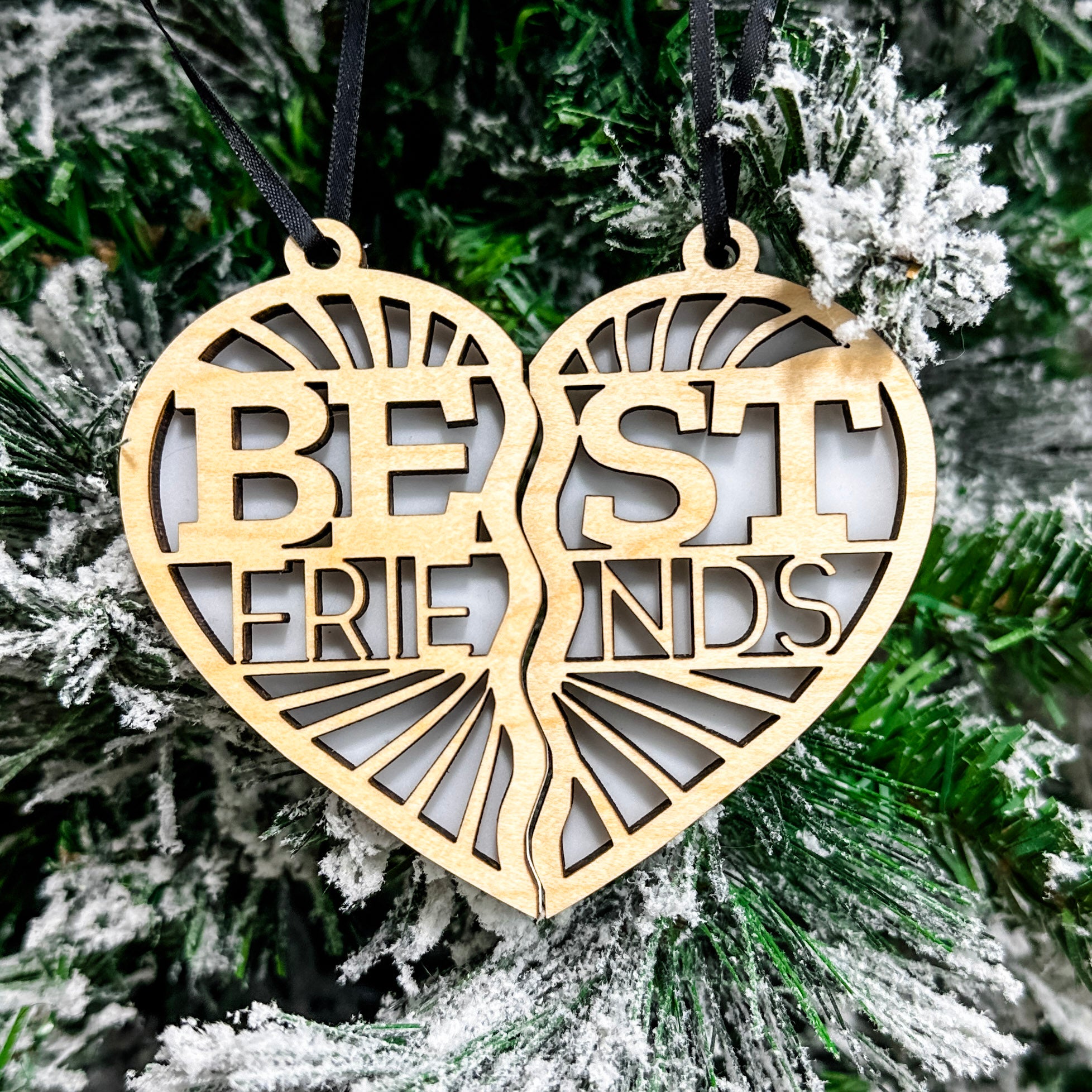 Best Friends Keepsake | 3D Wood & Acrylic Ornaments (Includes 2!)