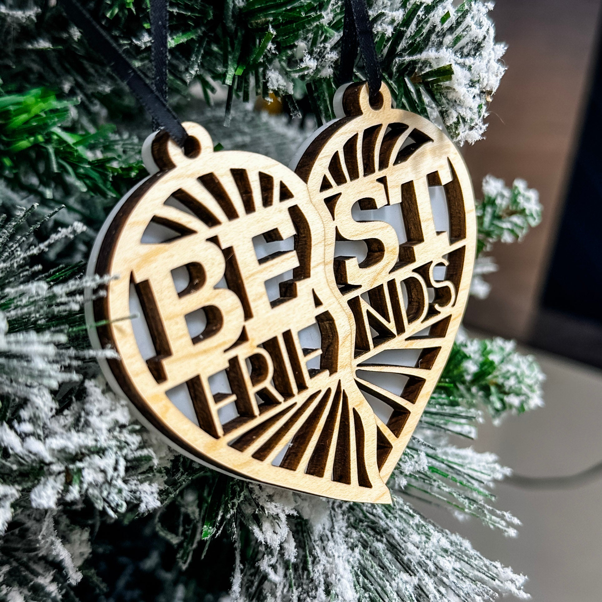 Best Friends Keepsake | 3D Wood & Acrylic Ornaments (Includes 2!)