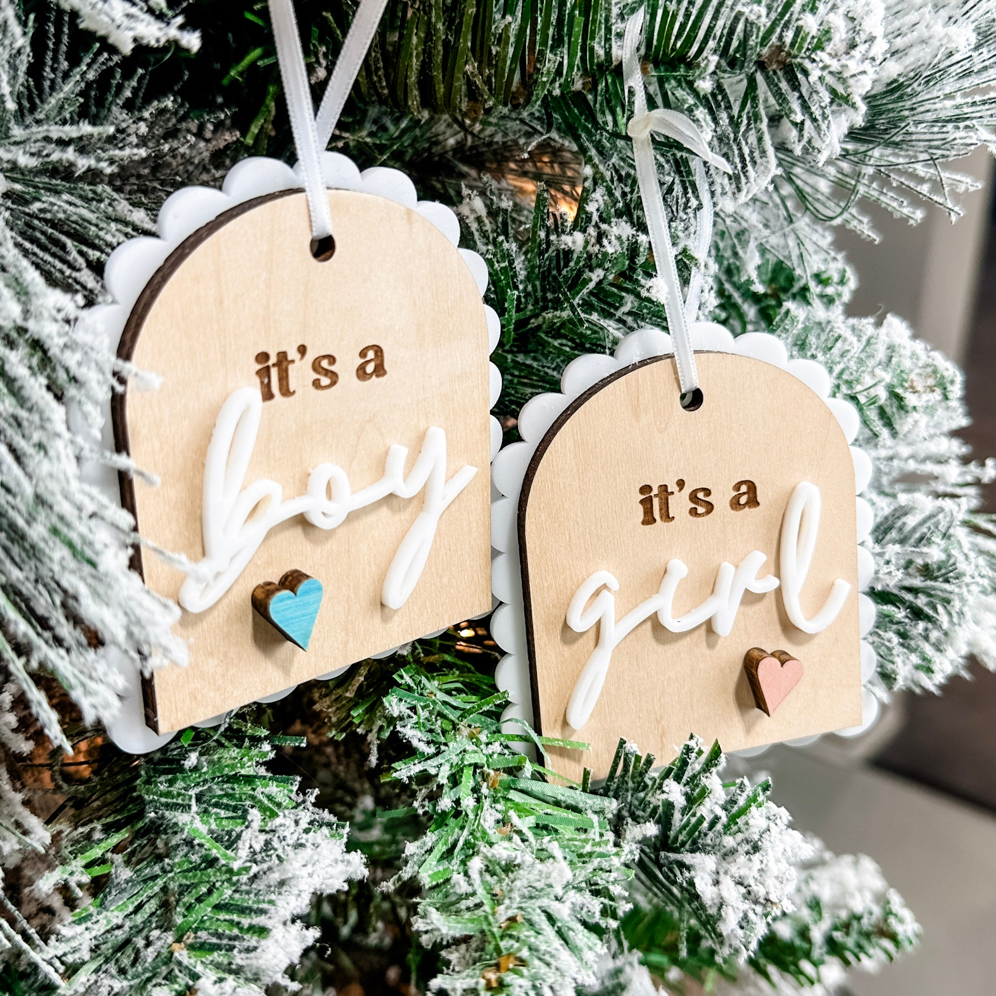 The Gender Reveal | 3D Wood & Acrylic Ornaments