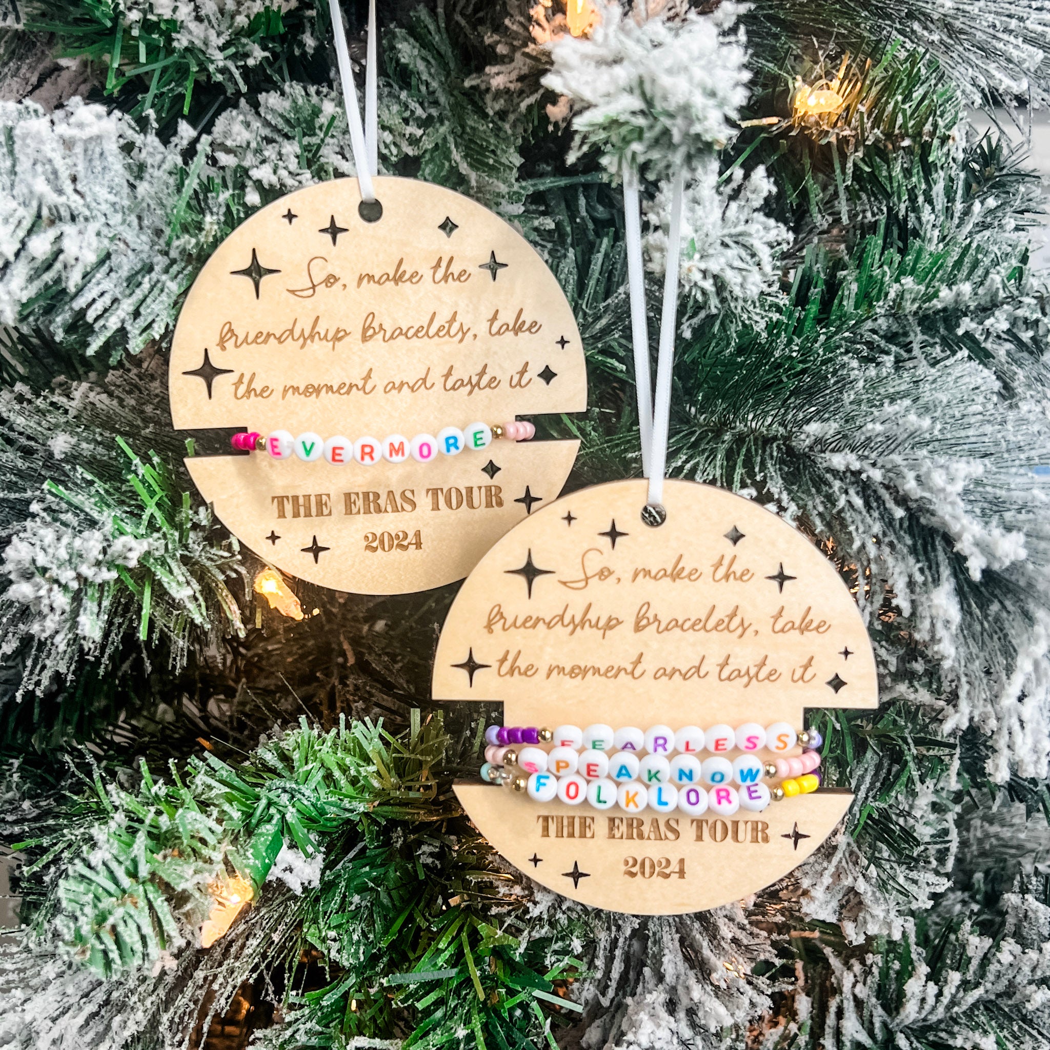 Friendship Bracelet Ornaments | Engraved Wood Ornaments