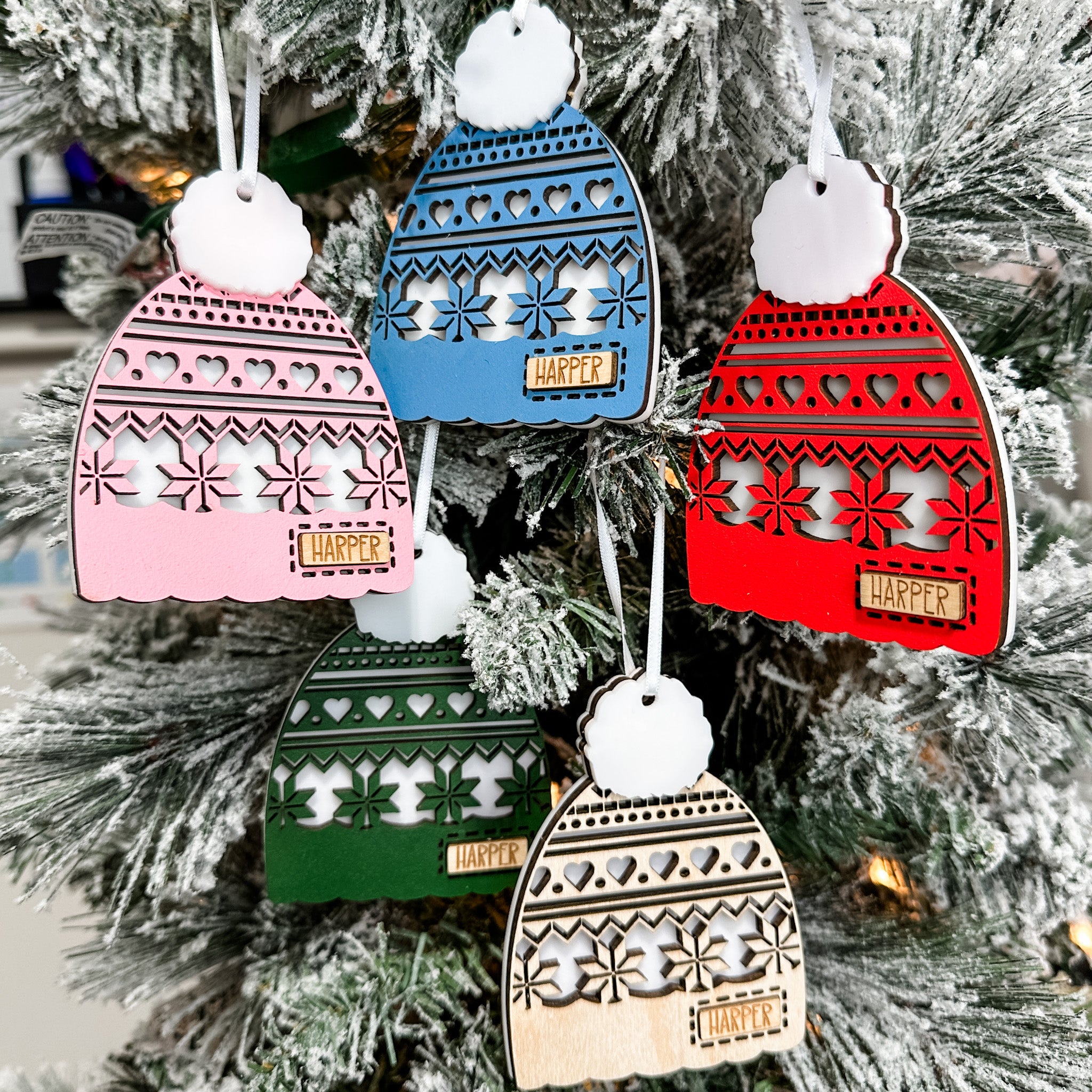 Toques (hats if you're not from Canada, eh) • 3D Wood & Acrylic Ornament ⭐Jamie's Pick (Pink!)⭐
