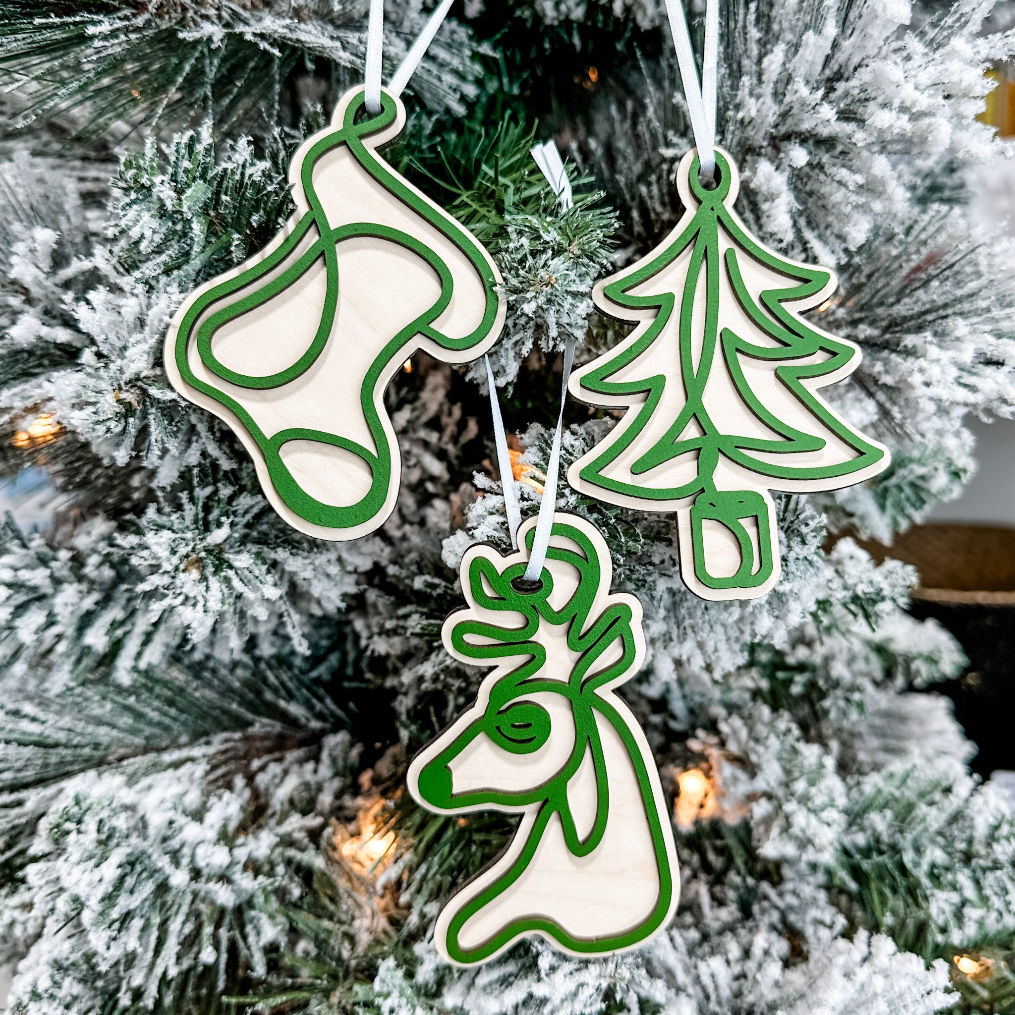 Classic Christmas Scribbles | 3D Wood Ornament (Choose from 3!)