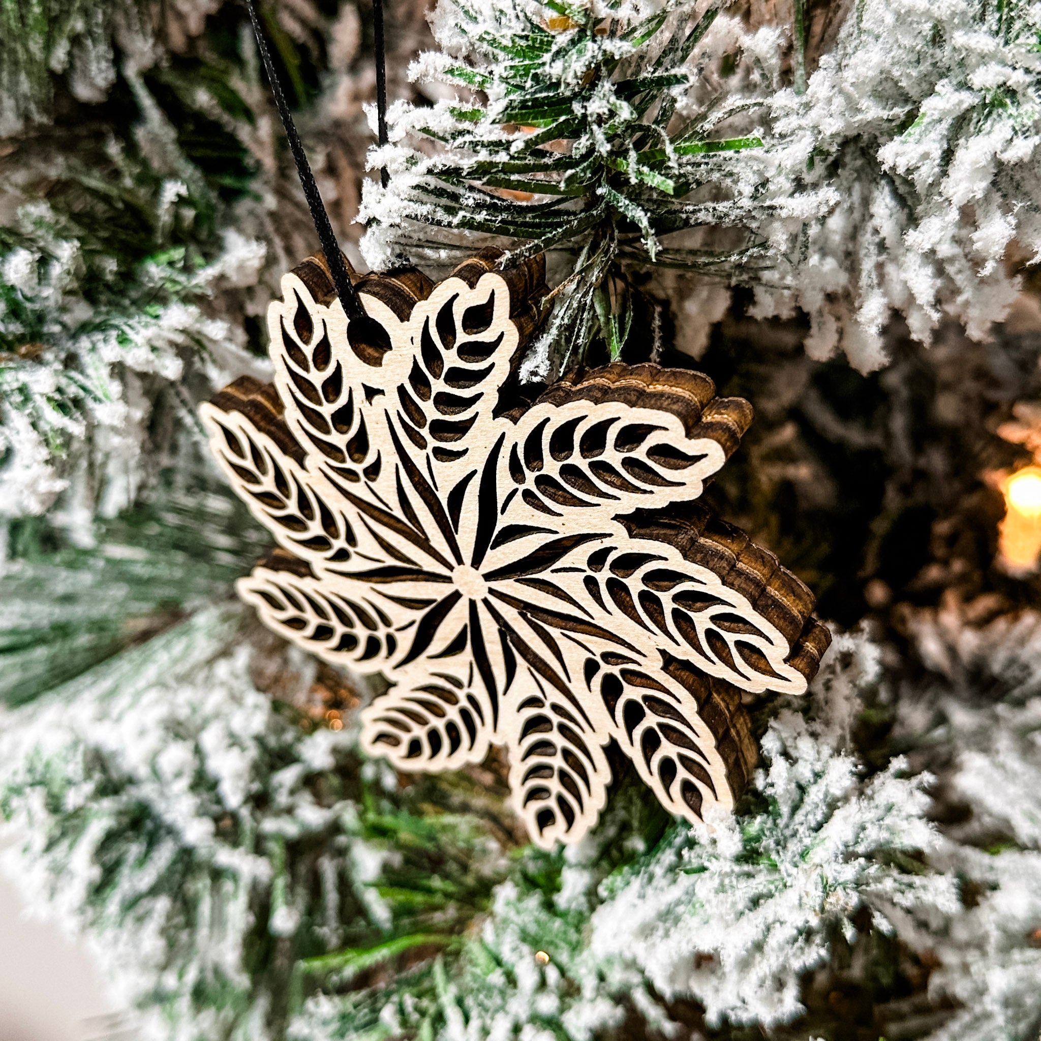 Wheat Snowflake | 3D Wood Ornament