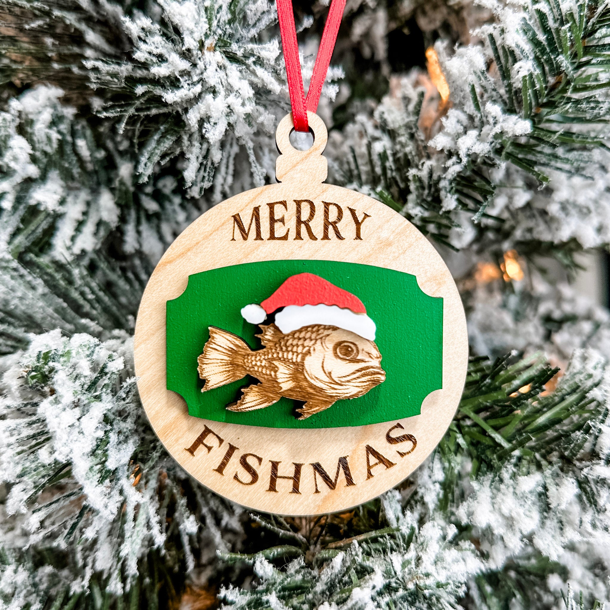 Merry Fishmas | 3D Wood Ornament