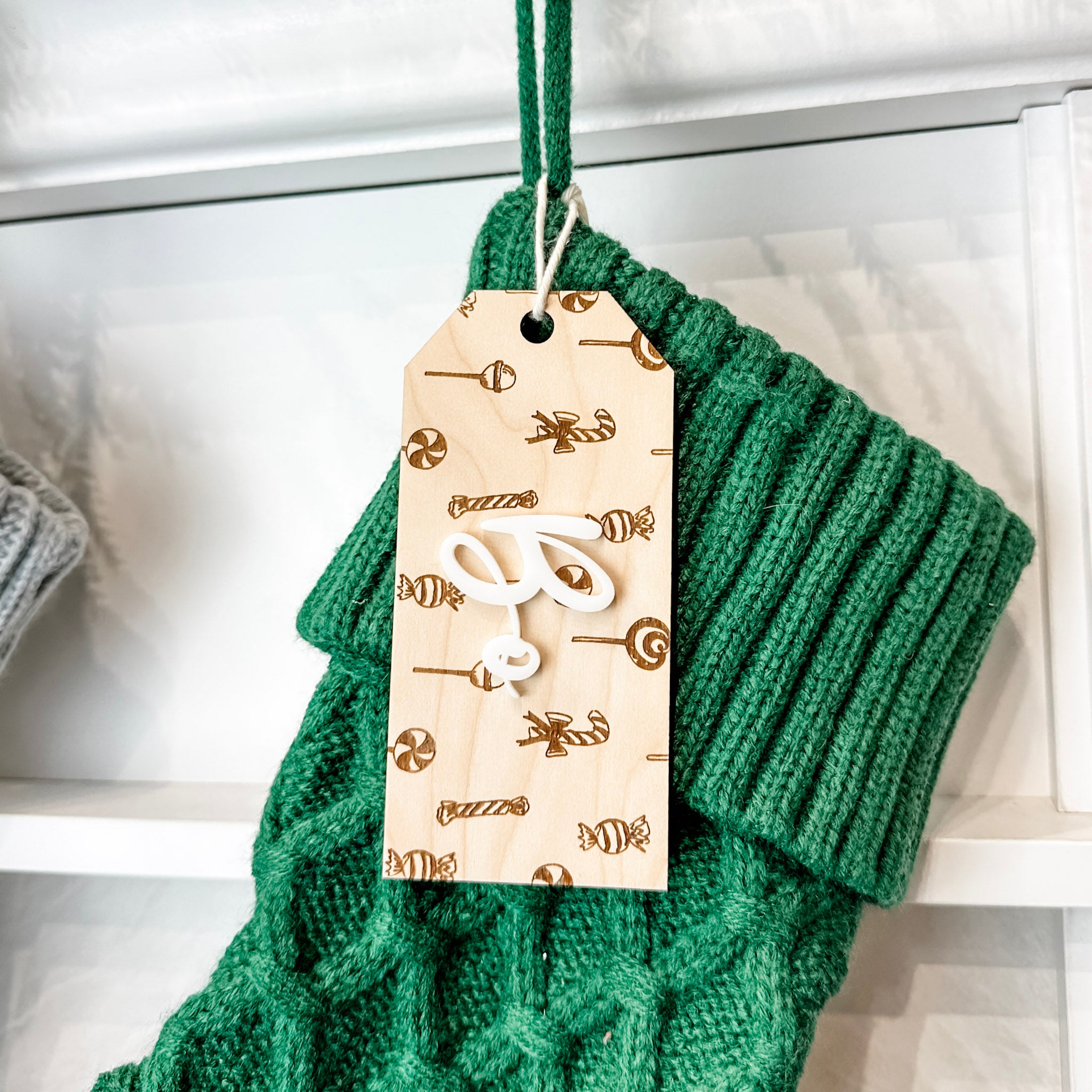 Festive Natural Christmas | 3D Wood & Acrylic Stocking Tags