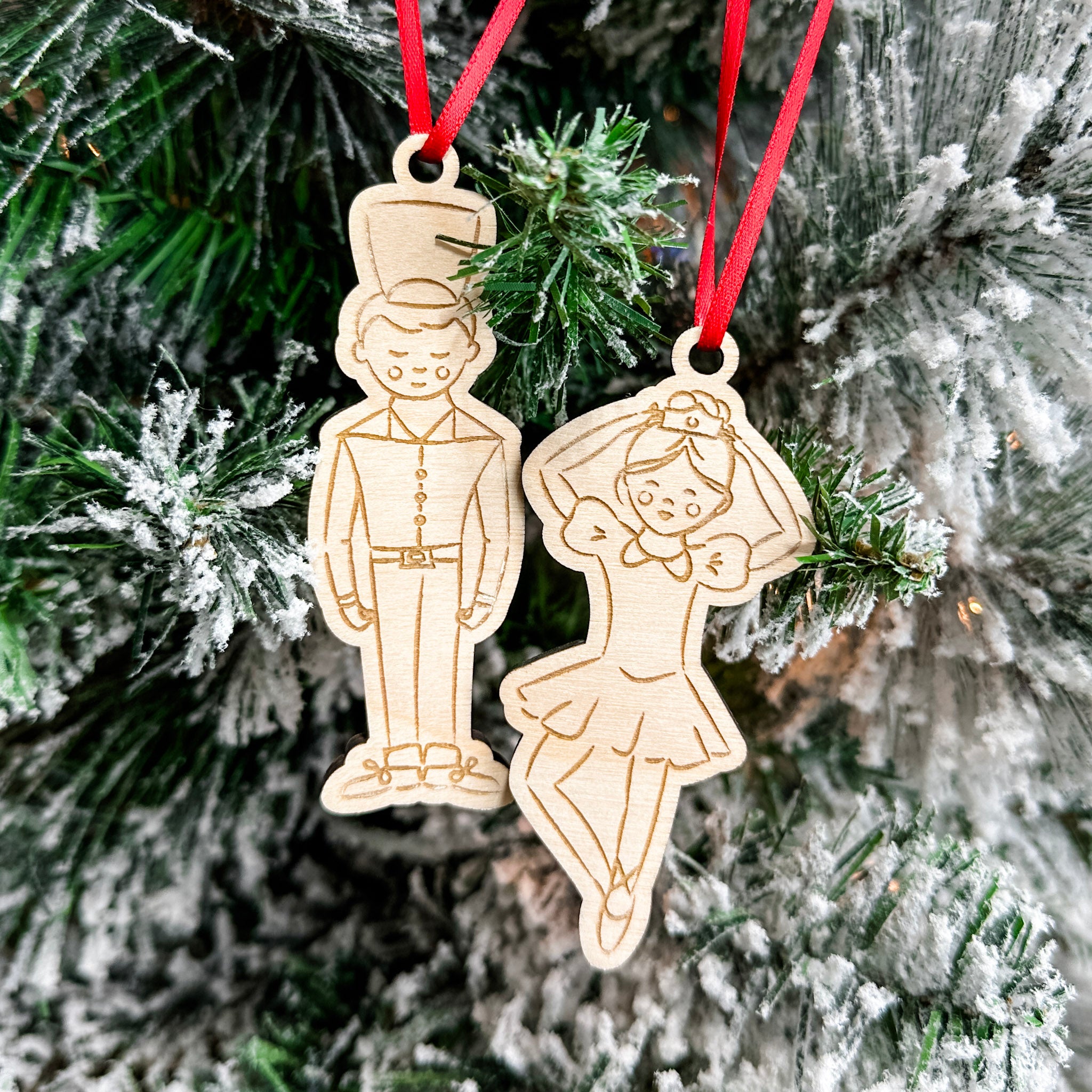 Nutcracker Performer Set | Engraved Wood Ornaments (Includes 2!)