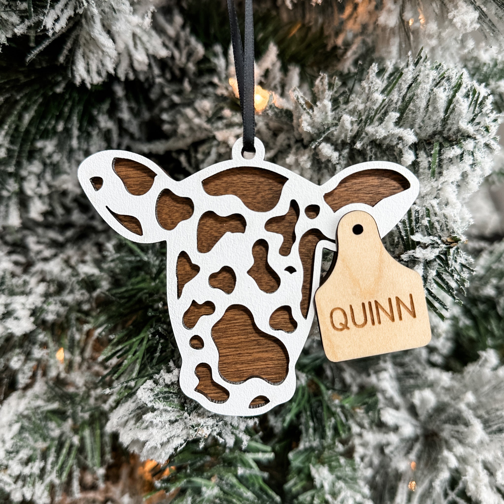 Personalized Cow Tags Ornament