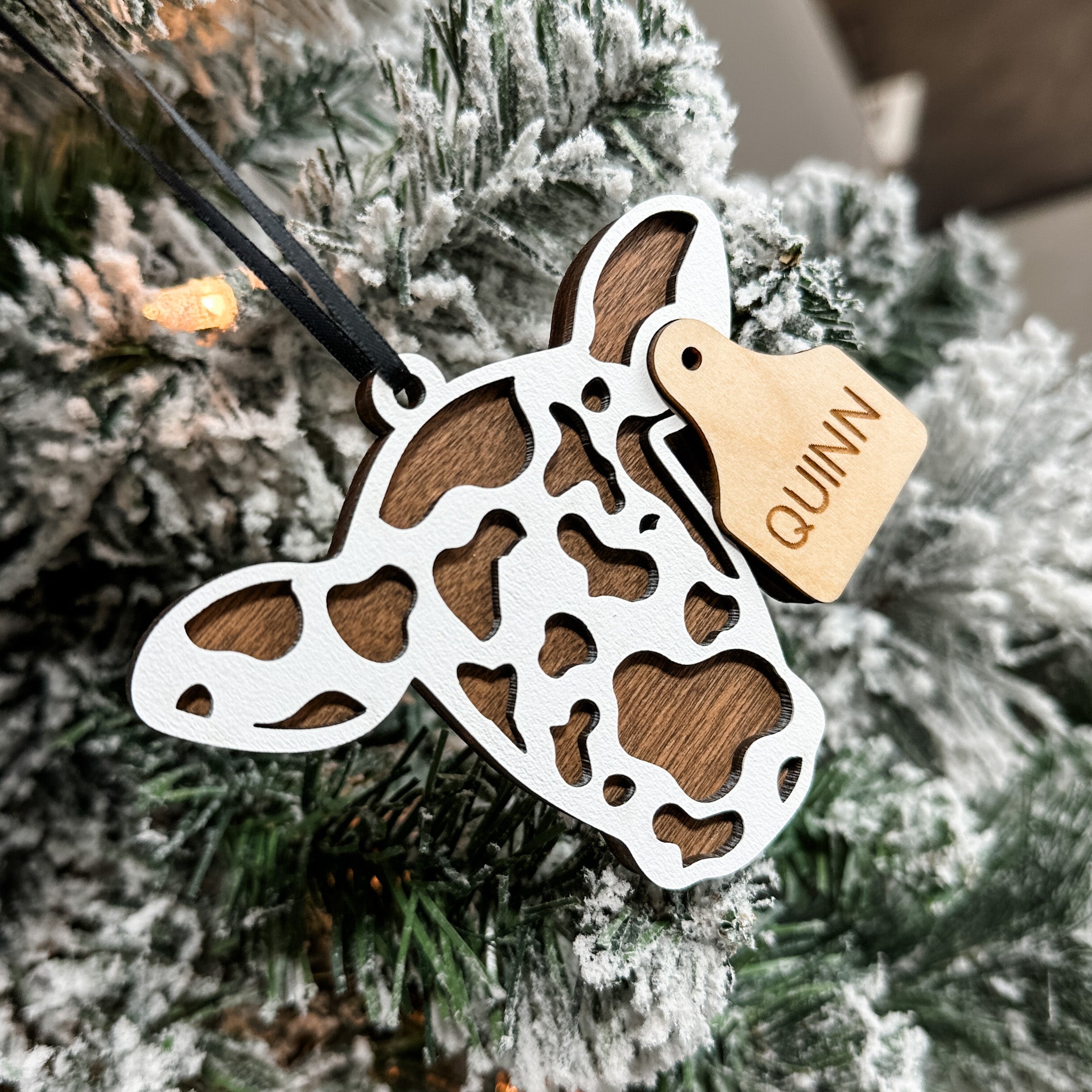 Personalized Cow Tags Ornament