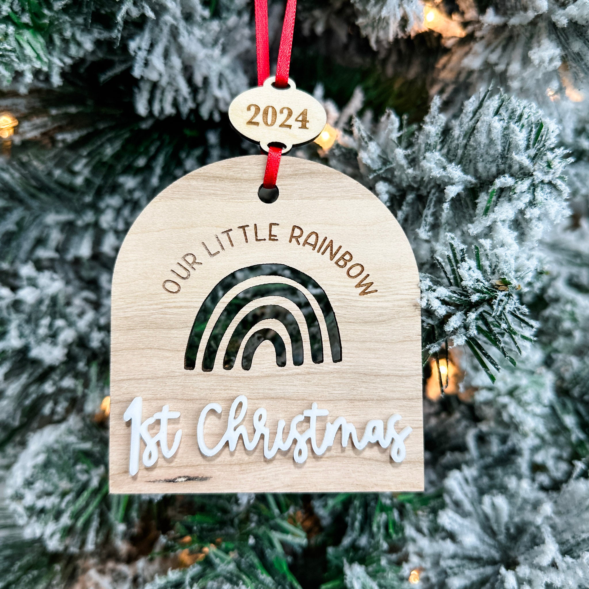 Our Little Rainbow's First Christmas | 3D Wood & Acrylic Ornament