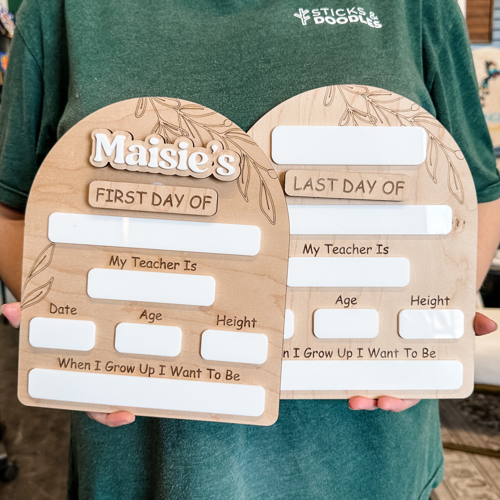 First & Last Day of School • Reversible Wood Arch Mini Sign • For Back to School & Year-End Memories