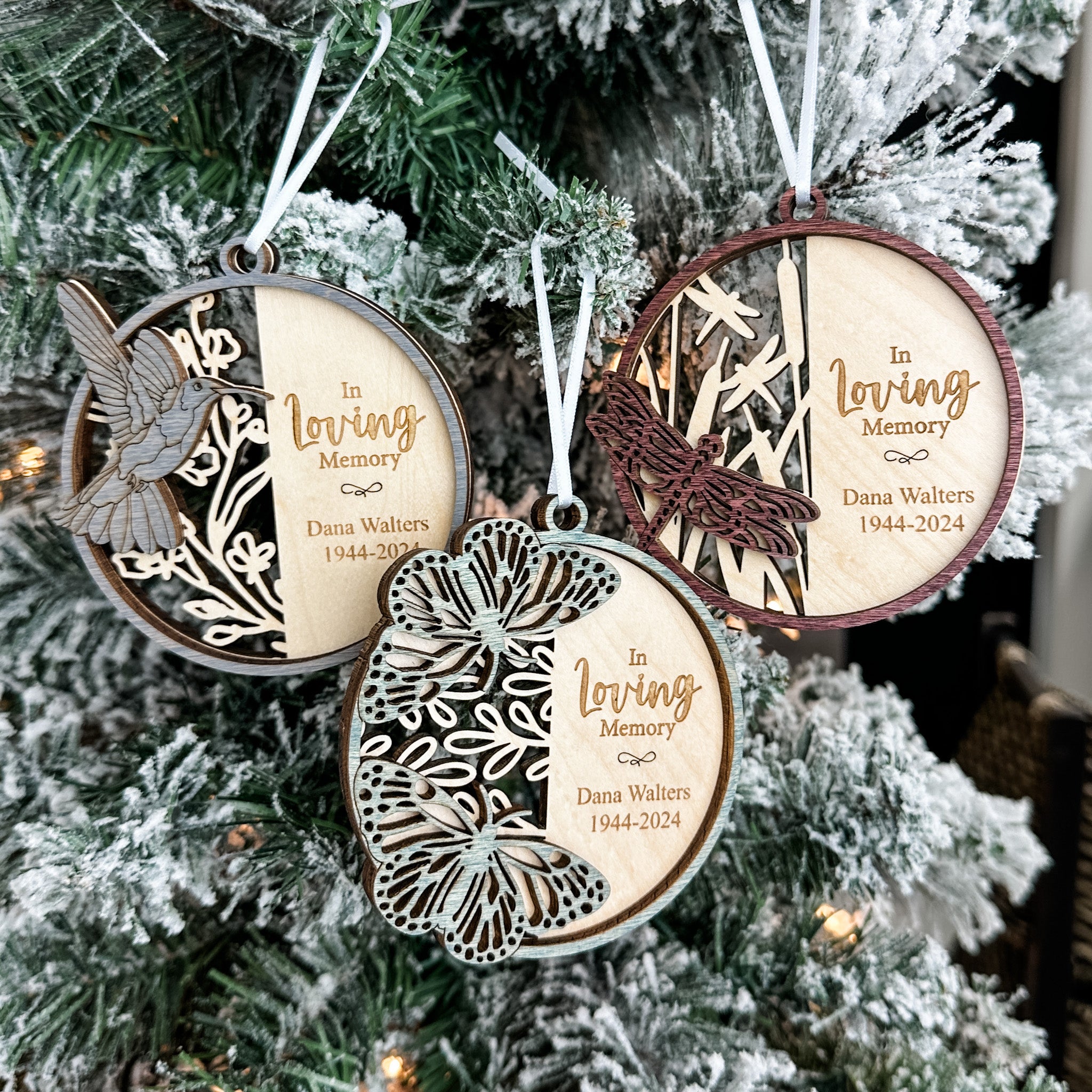 Memorial Butterfly, Dragonfly & Hummingbird • Personalized Ornament, Magnet or Mini Sign • For Grieving Families