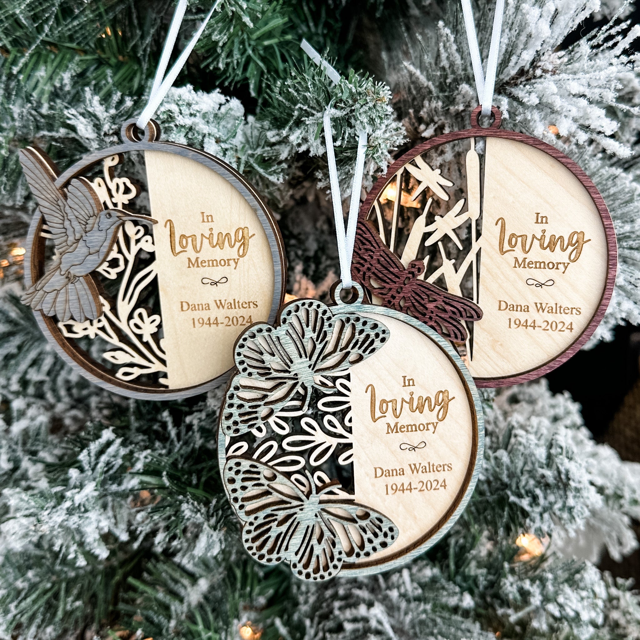 Memorial Butterfly, Dragonfly & Hummingbird • Personalized Ornament, Magnet or Mini Sign • For Grieving Families