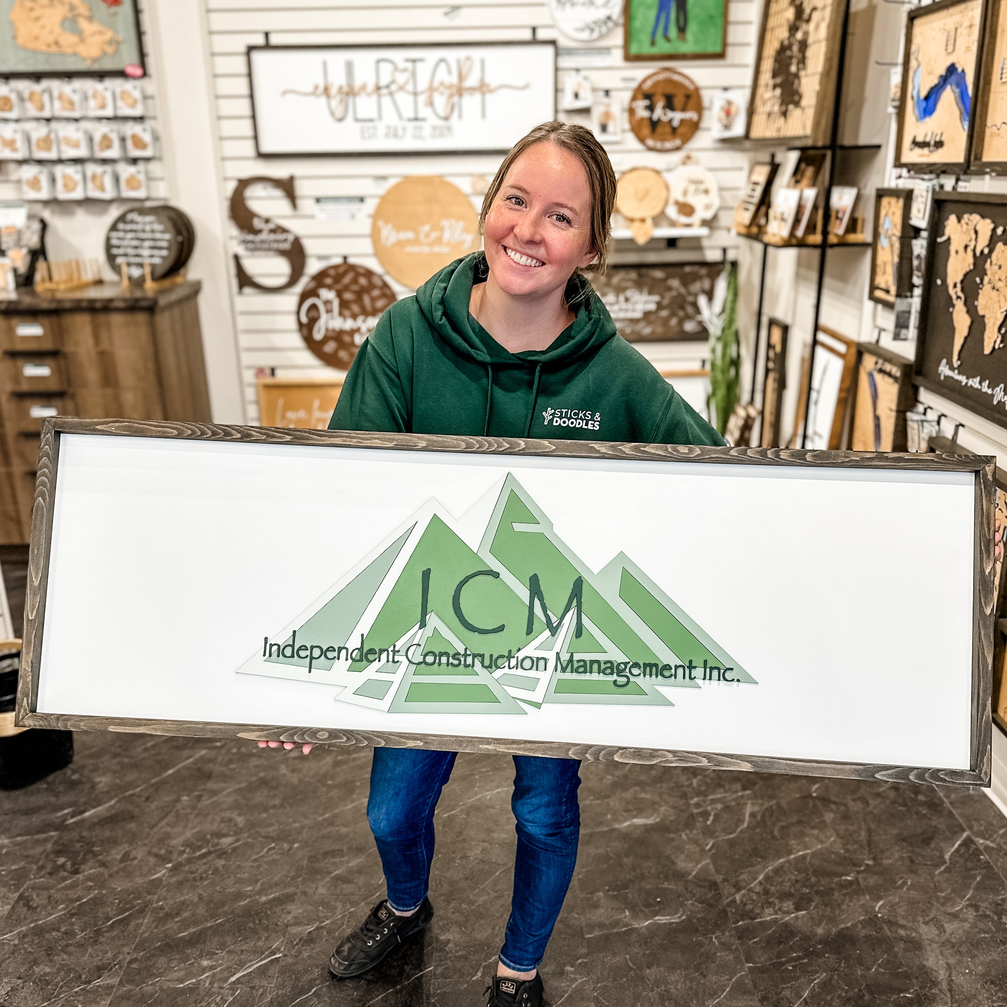 Custom Framed Logo Wood Sign