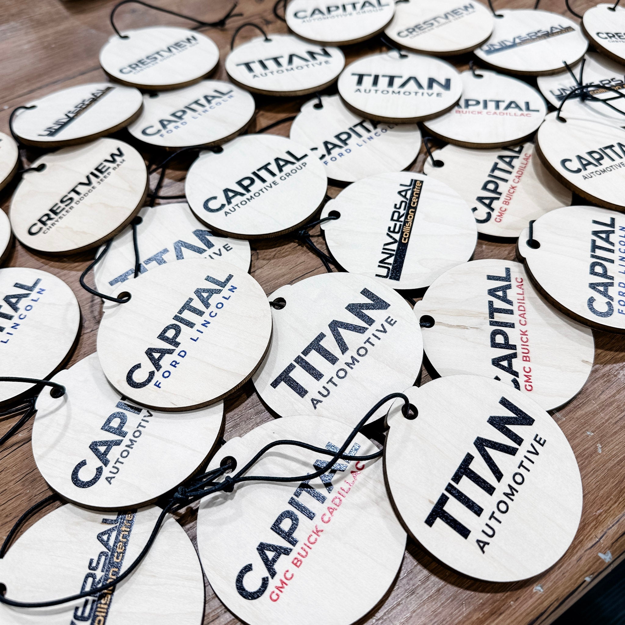Group Order: Printed Company Logo • Wood or Acrylic Ornaments • Corporate Gifts